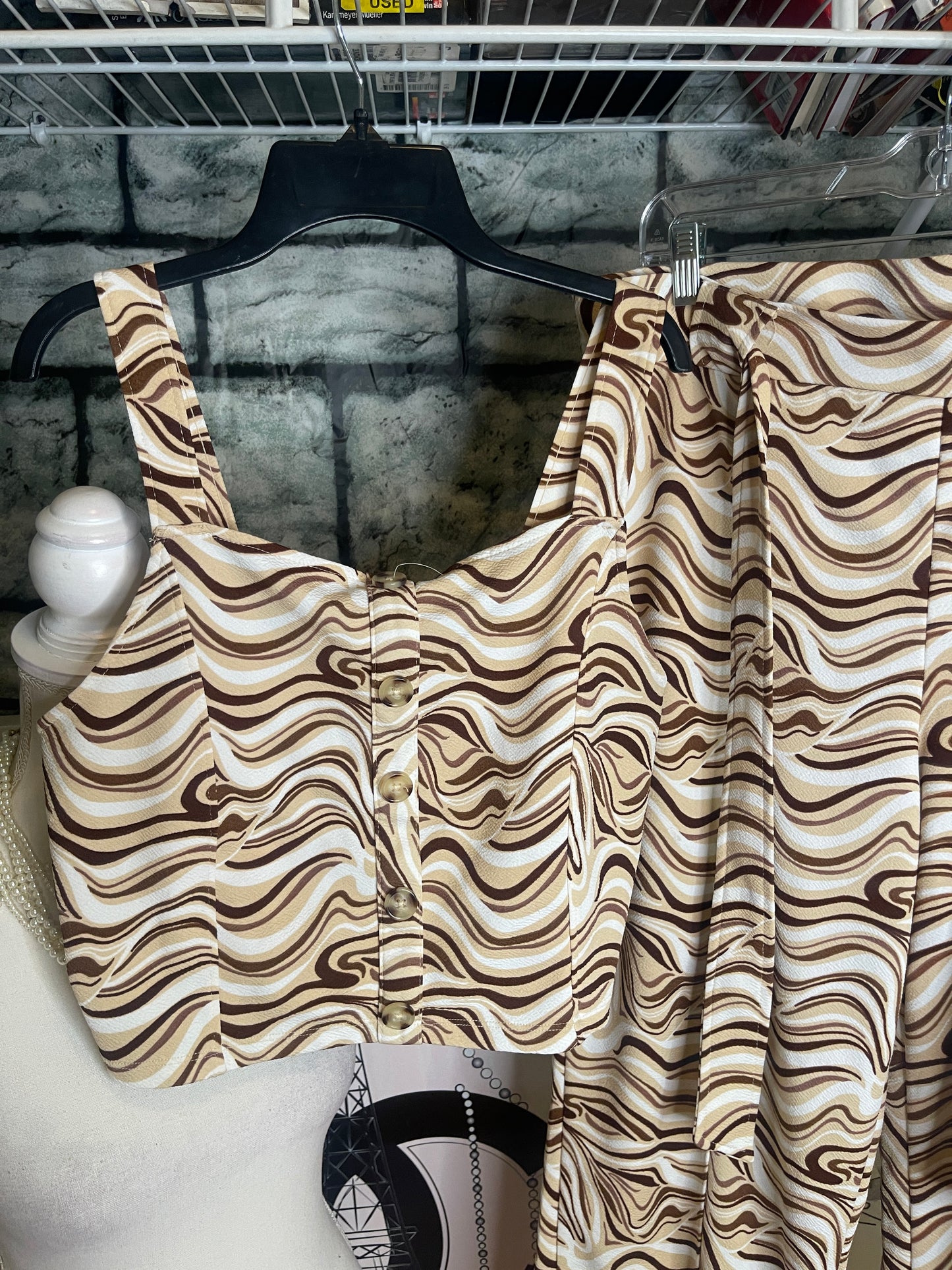NoBo brown tan 2 piece pants set women sz 2xl