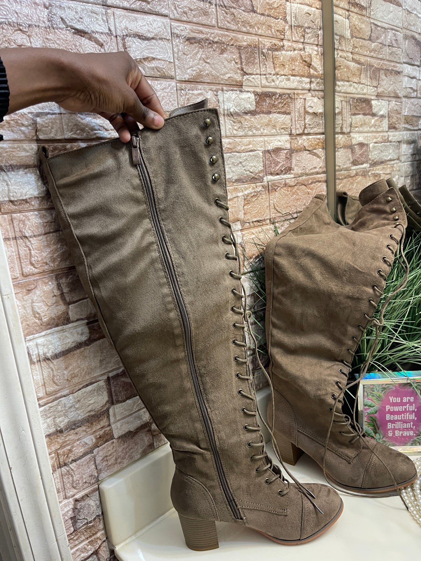 Nature Breeze Brown Tall Boots Women sz 8