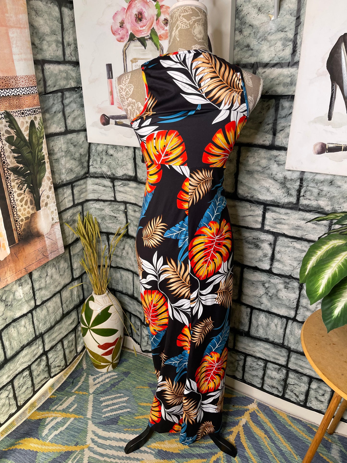 Shein Black Floral Dress Women sz Medium