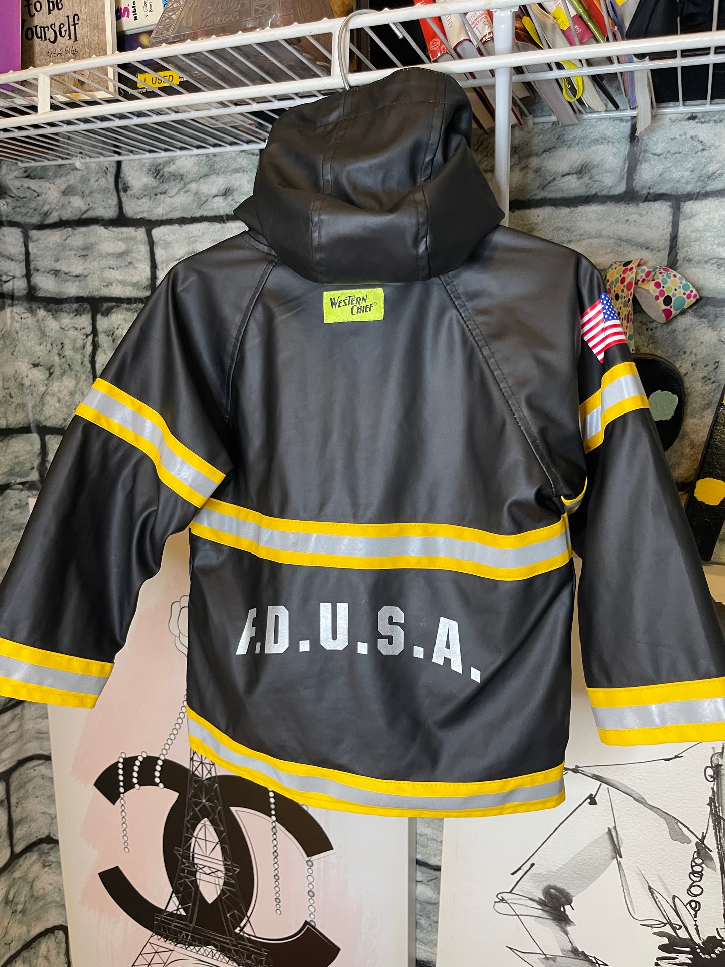 Western Chief Firman Black Raincoat Boys sz 4T