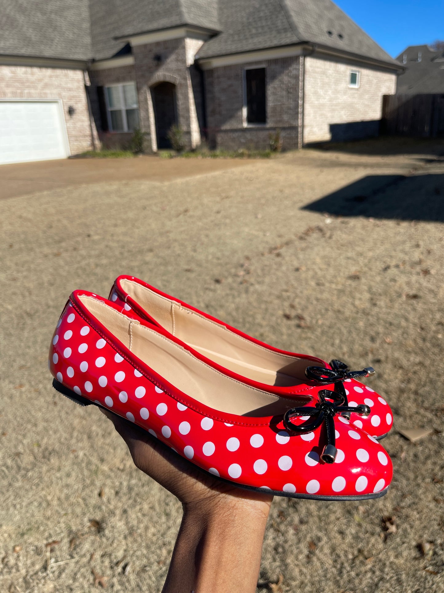 YDN Red White Polka Dot Flats Women sz 9.5
