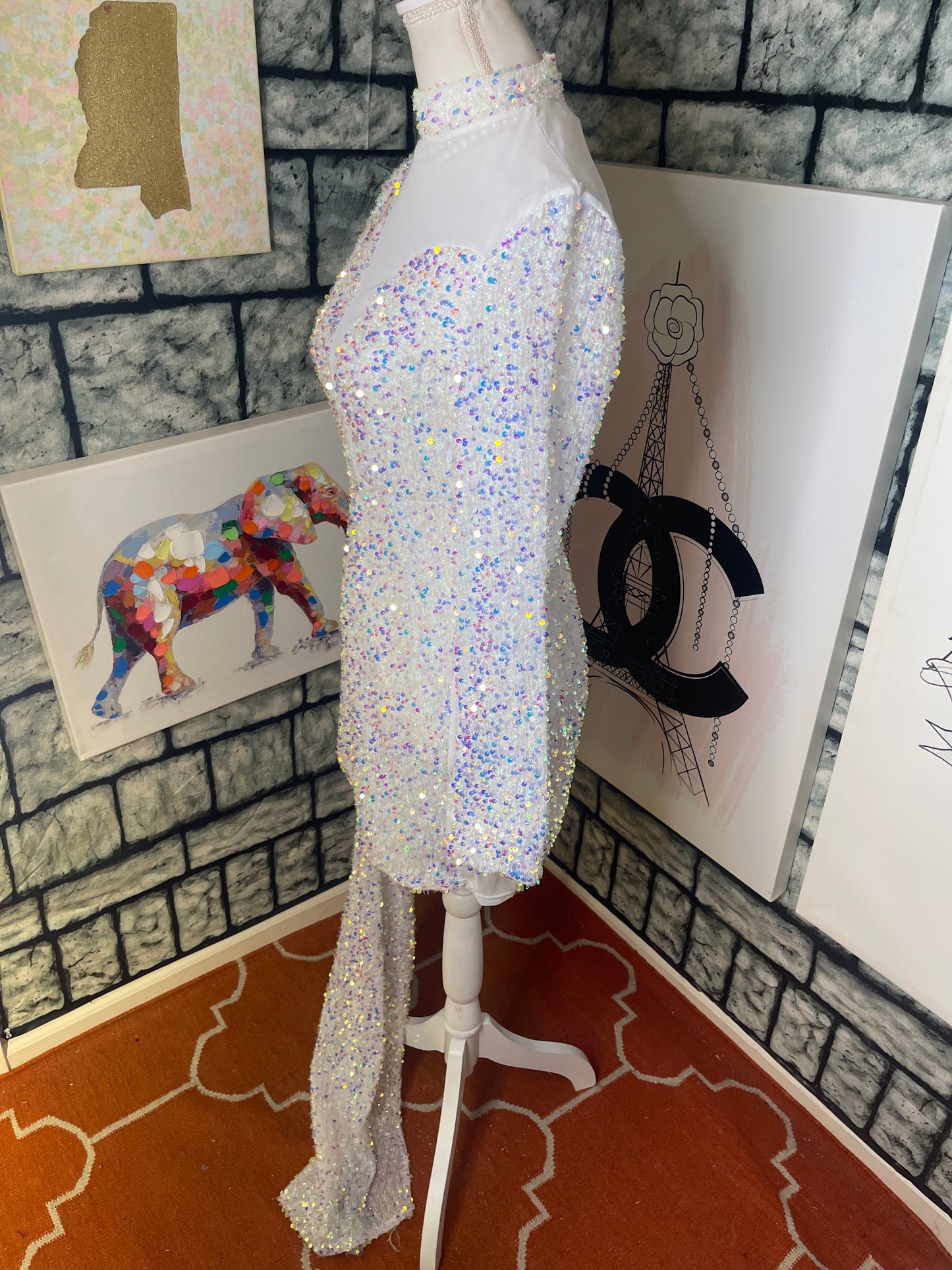 White Sequin Dress Women sz Large