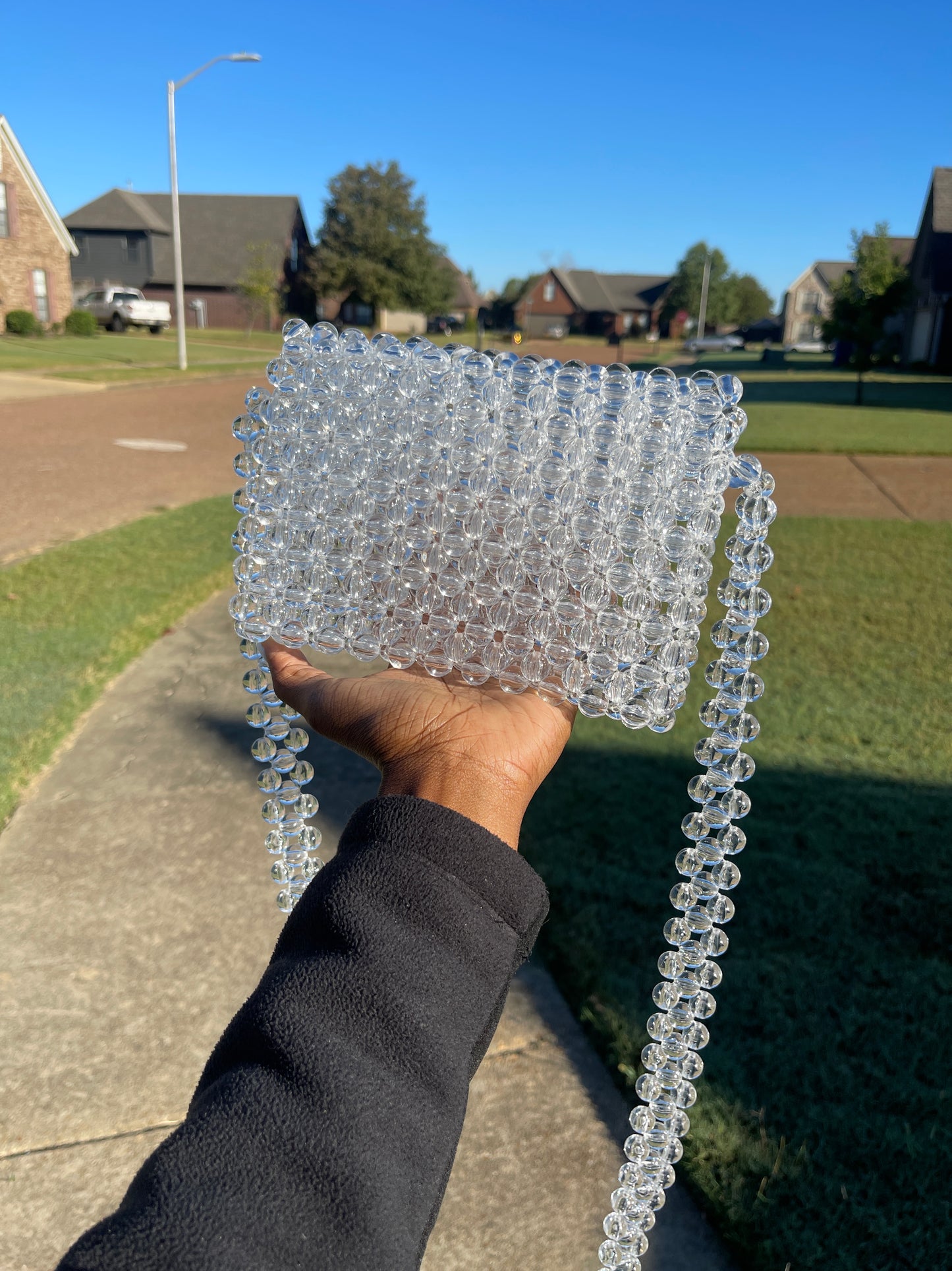 Clear Bead Crossbody Handbag