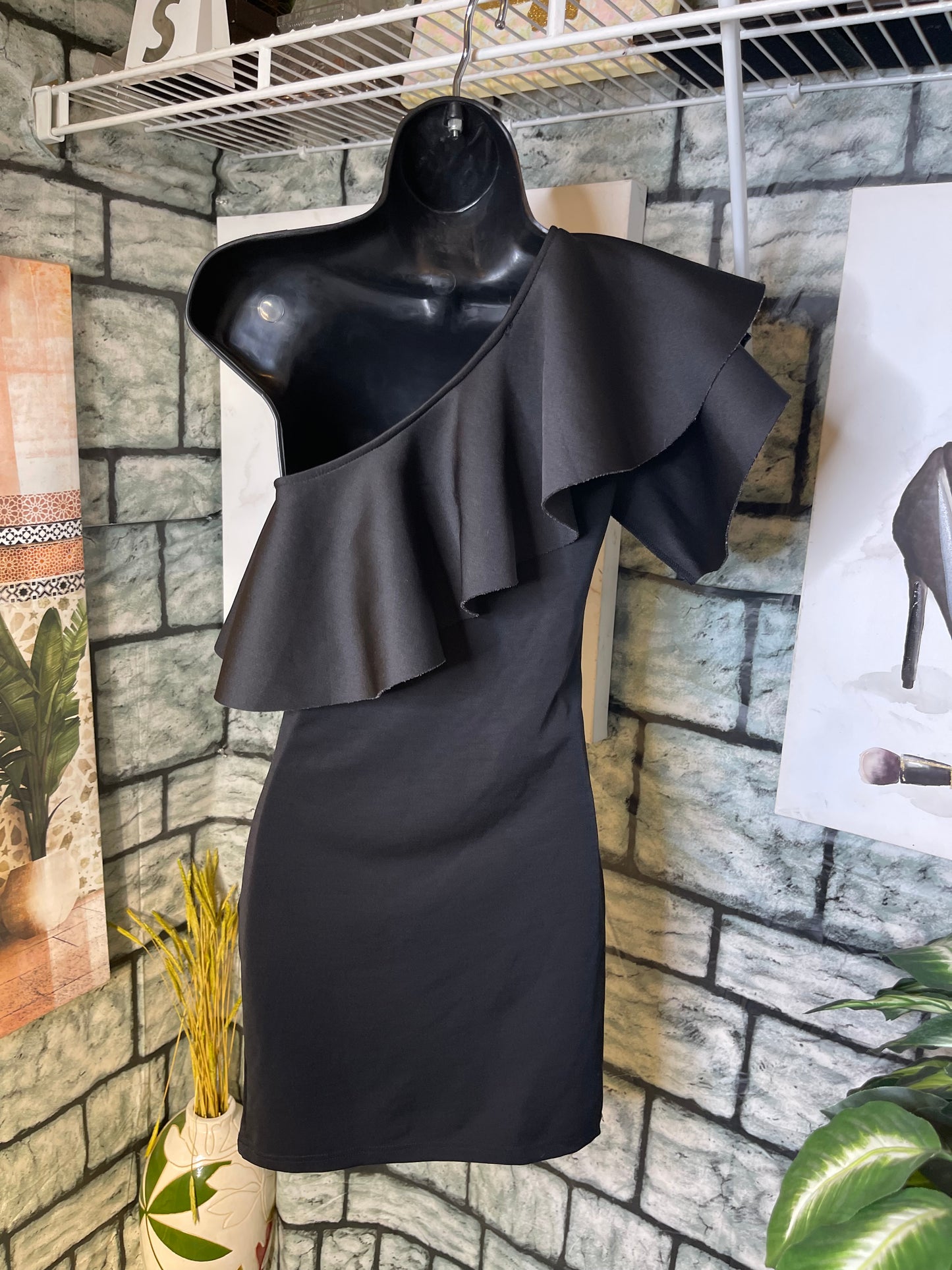 Black Ruffle Dress Women sz Small