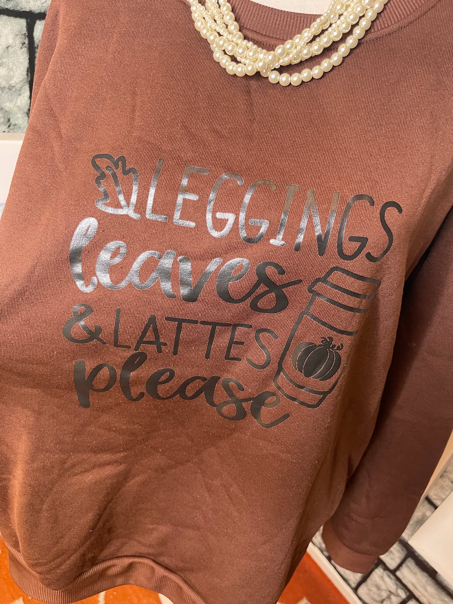 Shein "fall" Crewneck Brown Women sz 1XL