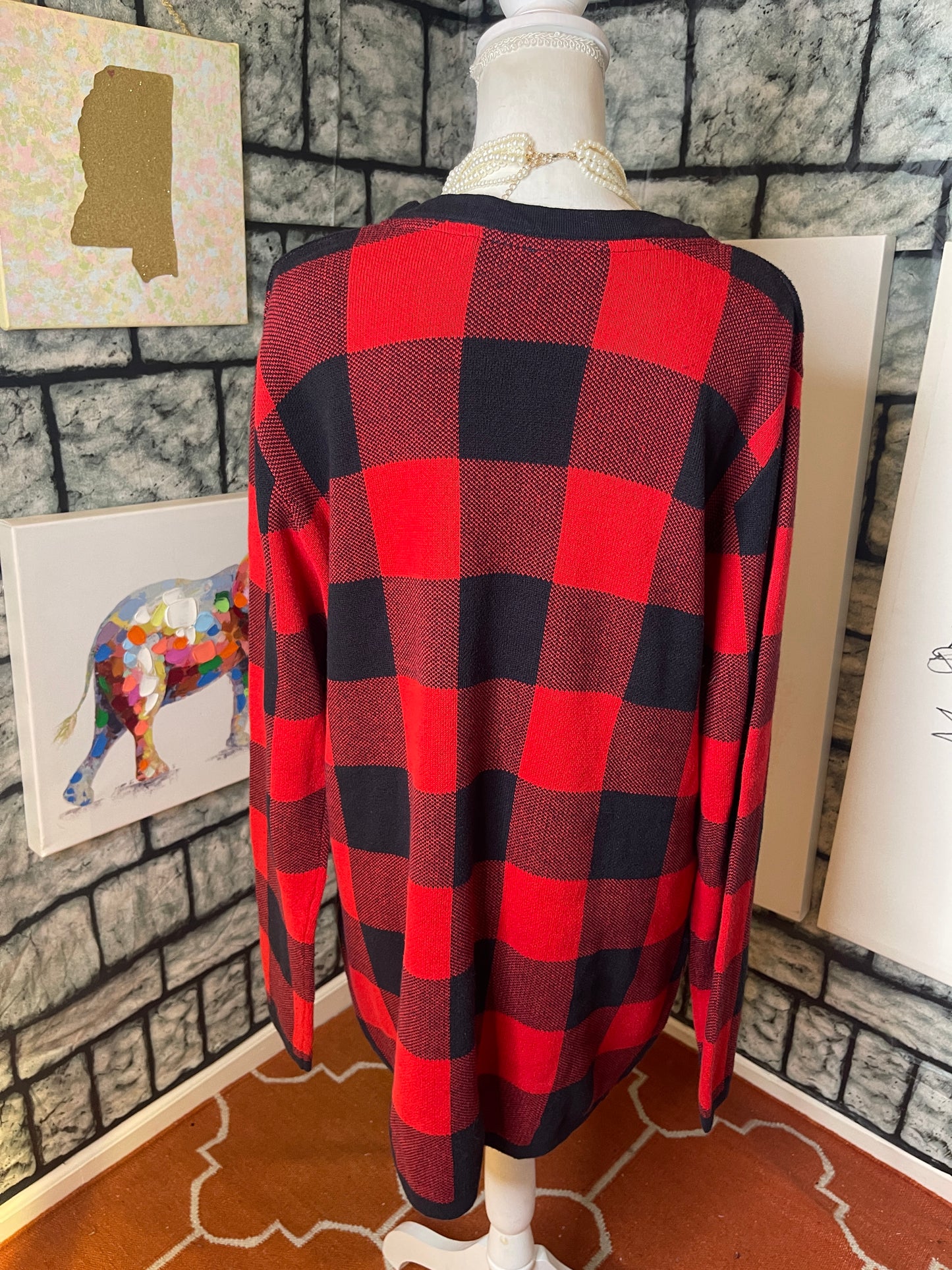 H&M Black red Sweater Dress Women sz Large