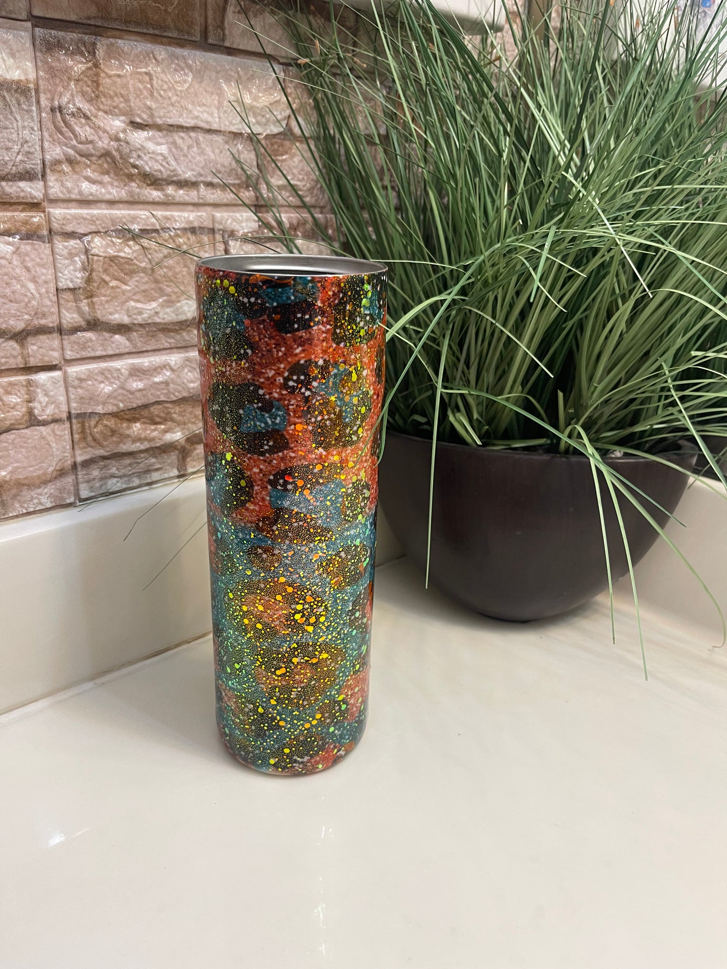 Hogg Orange Blue Print Tumbler 30oz (missing top)