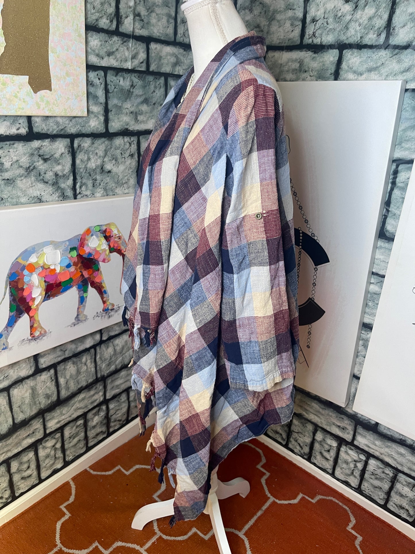 Jodifl Gray Blue Burgundy Cover Women sz Small
