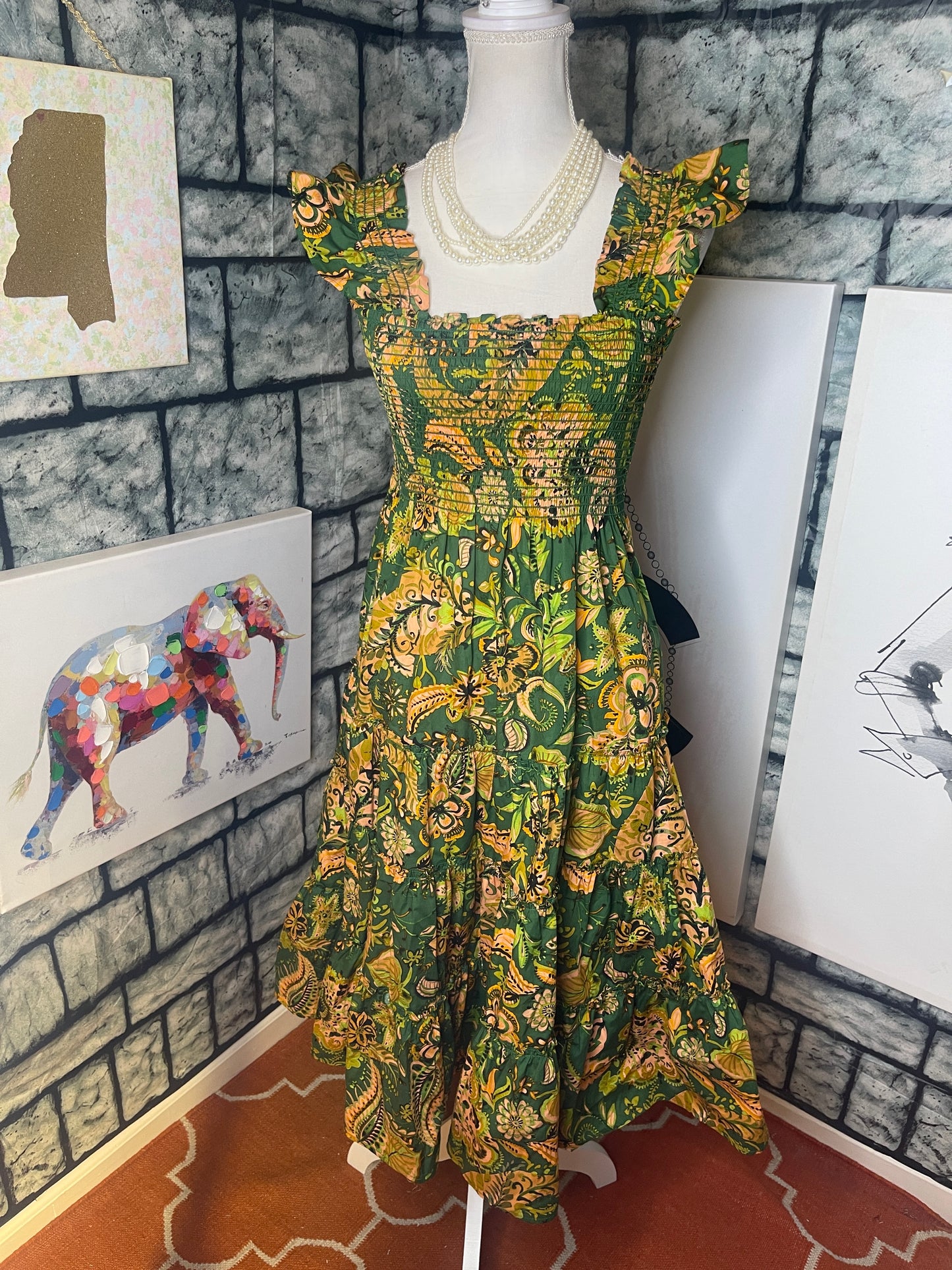 Kourt Green Pink Dress Women sz XS