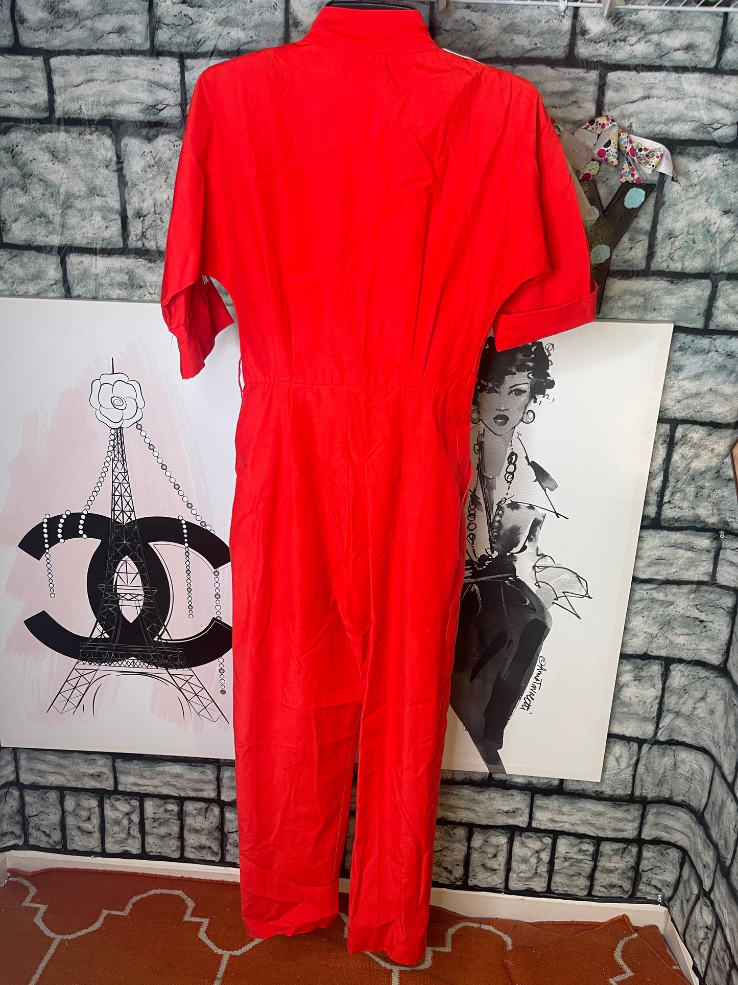 Act I red jumpsuit women sz Small