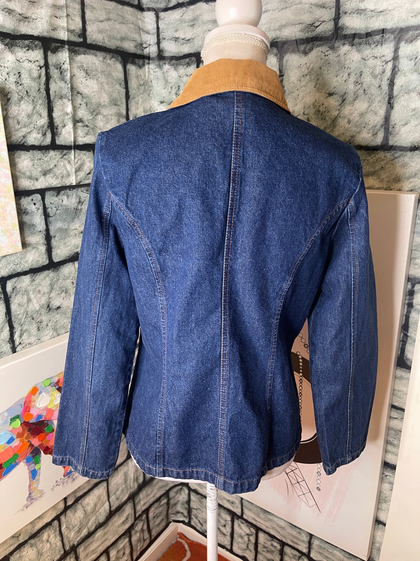 JG hook blue denim brown blazer women sz 6