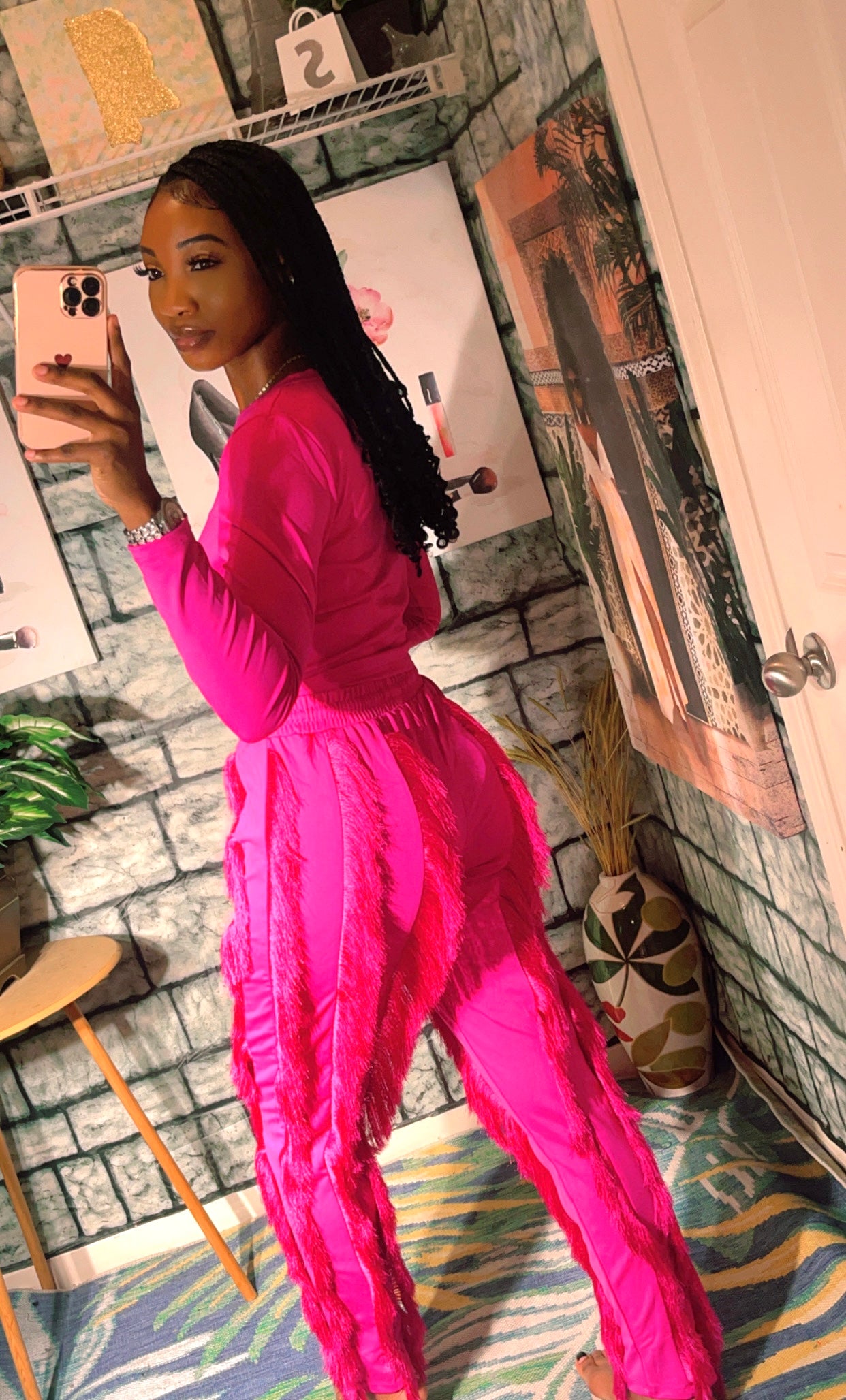 NEW PINK Fringes Pants Set : (S-M-L)