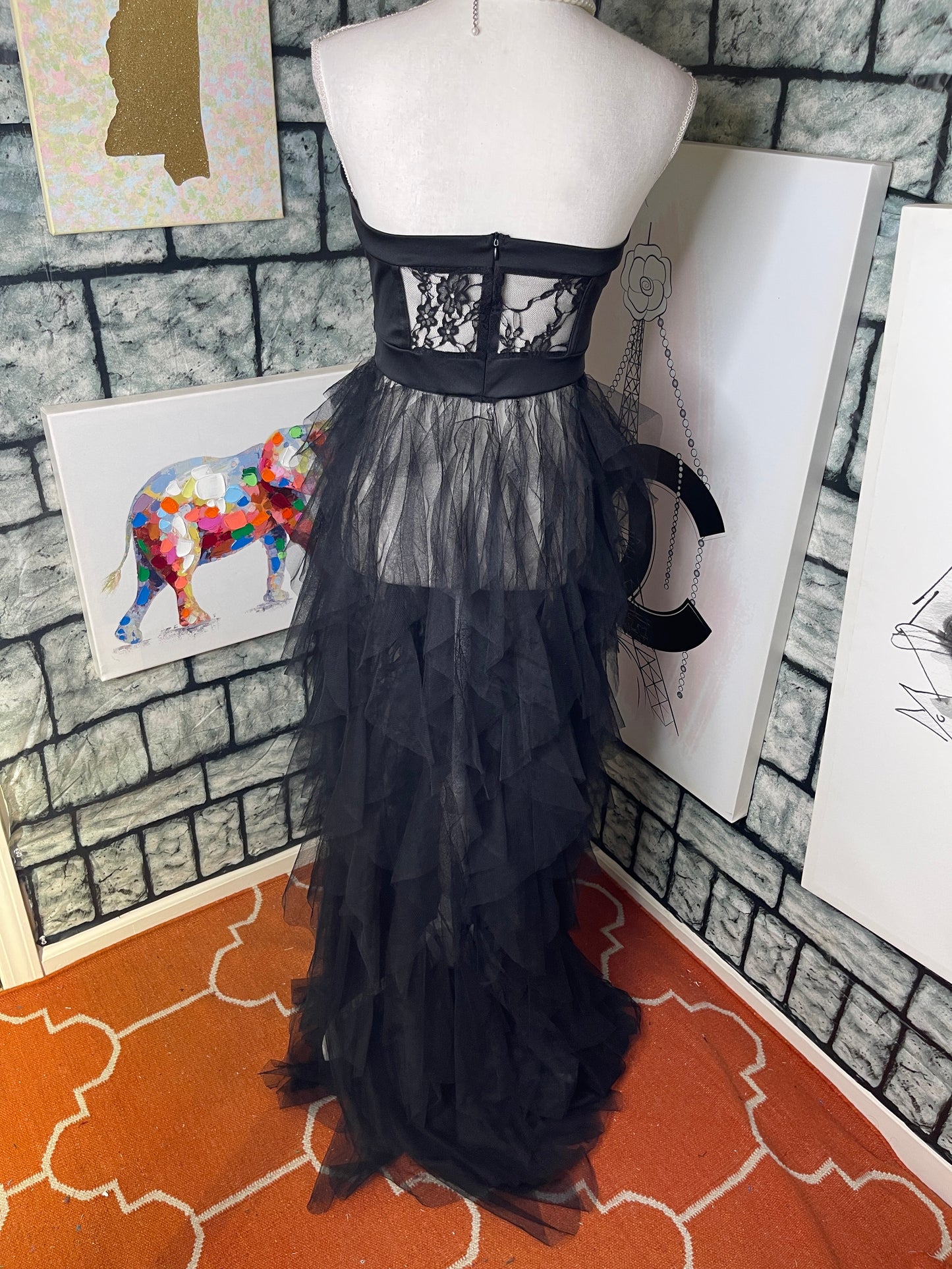Black Ruffle Dress Women sz Medium