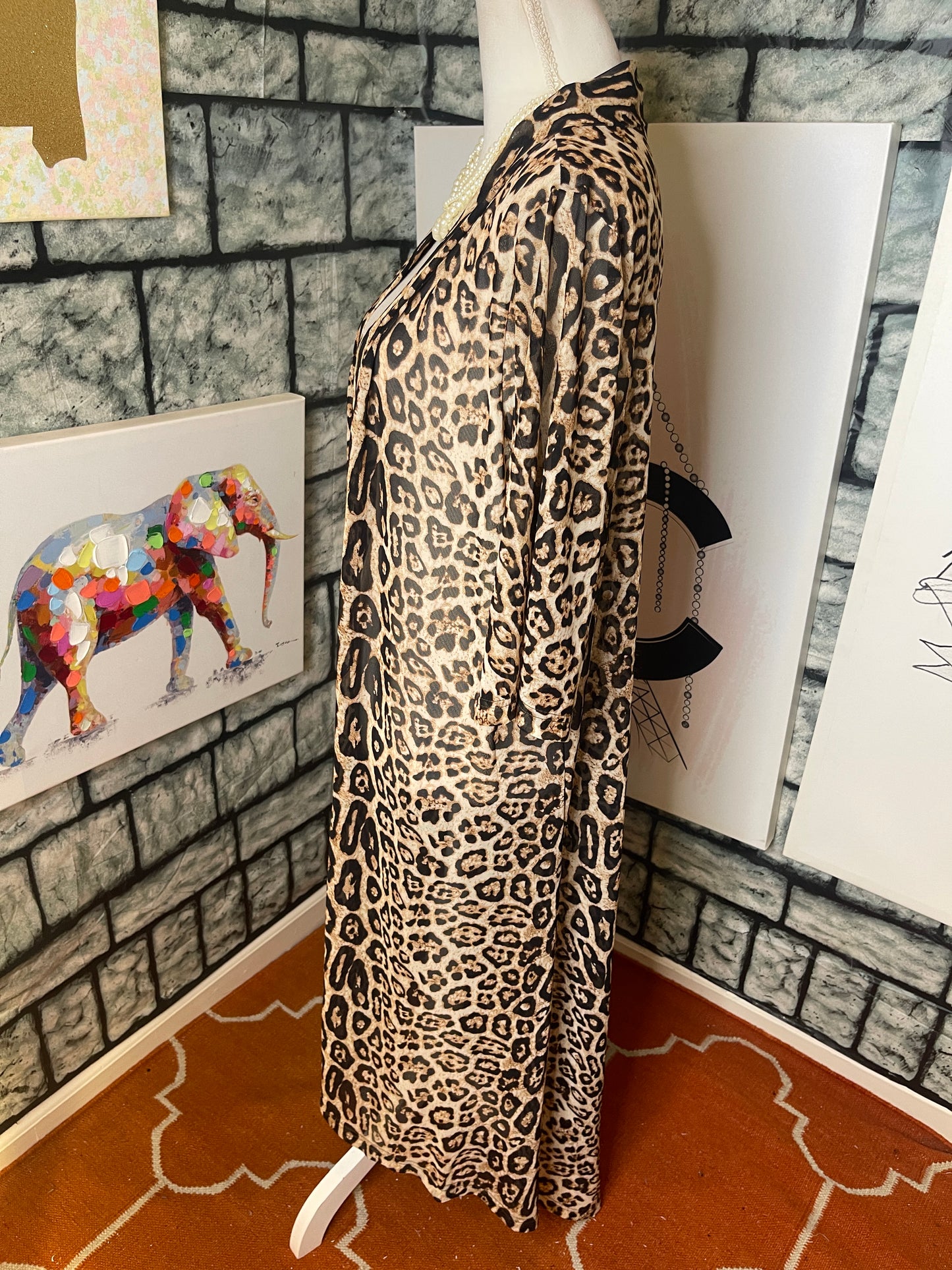 Crazy Train Brown Black Animal Print Duster Women sz One Size (Would say fits up to XL)