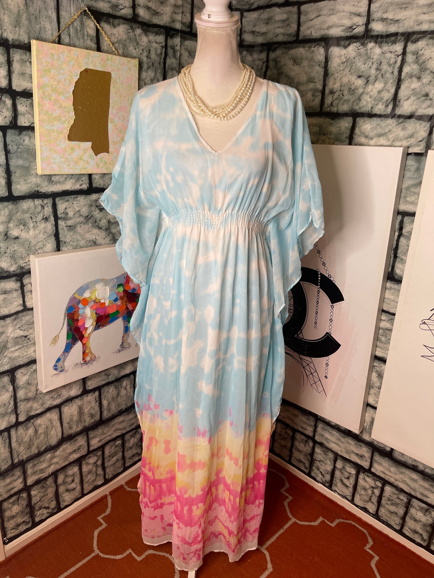 NEW MPH Blue Pink Dress Women sz XL