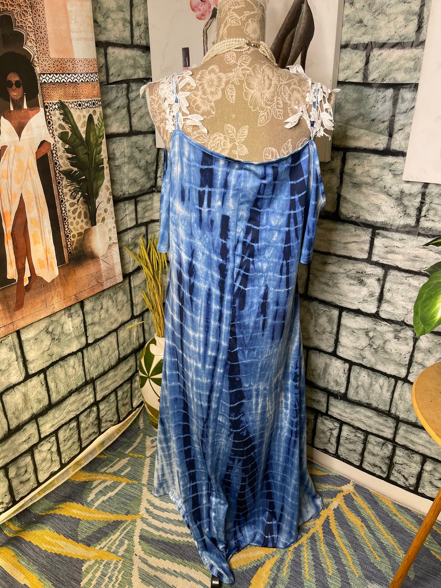Shein Blue White Dress Women sz 2XL