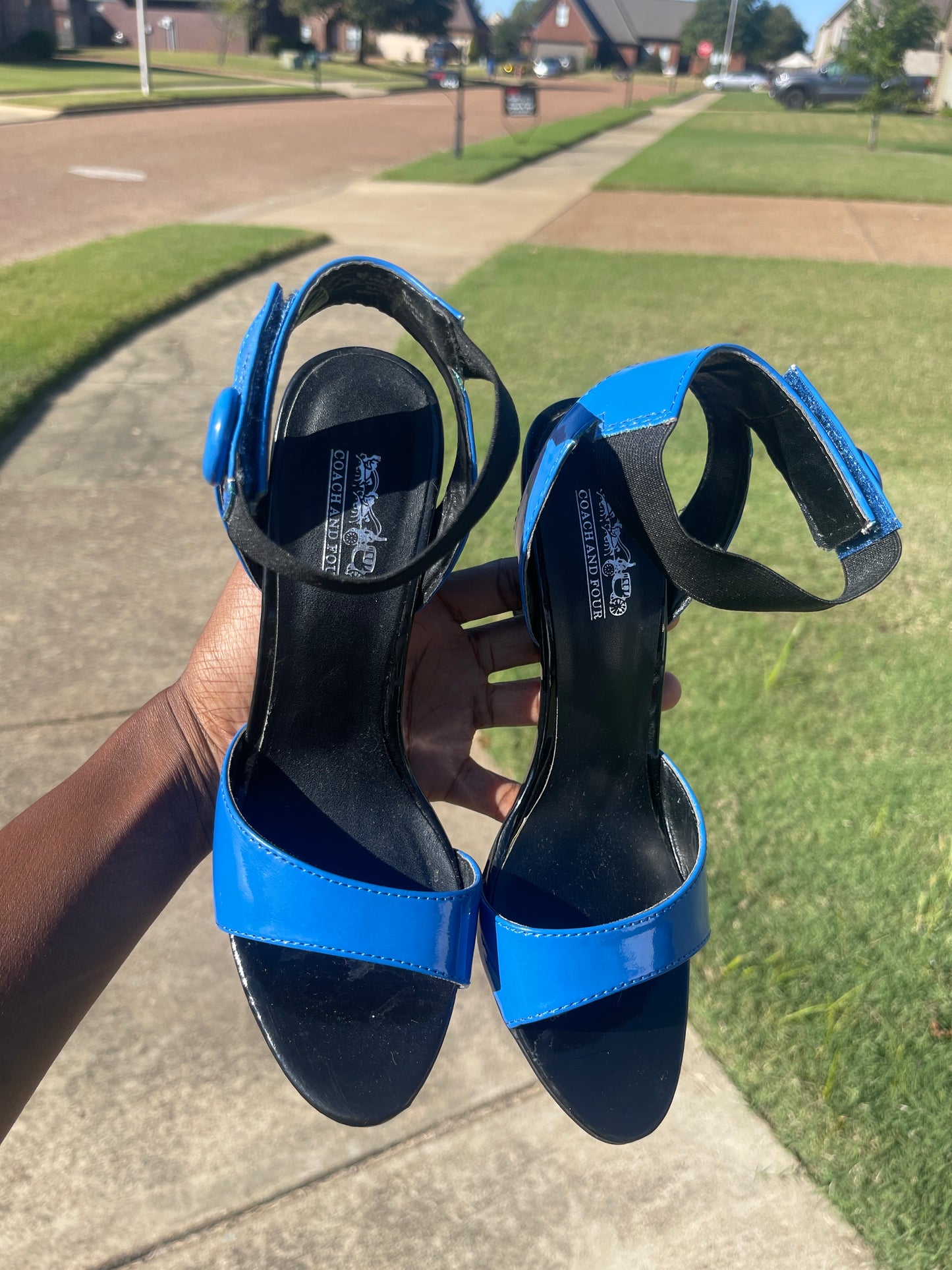 Coach Blue Black Heels Women sz 8