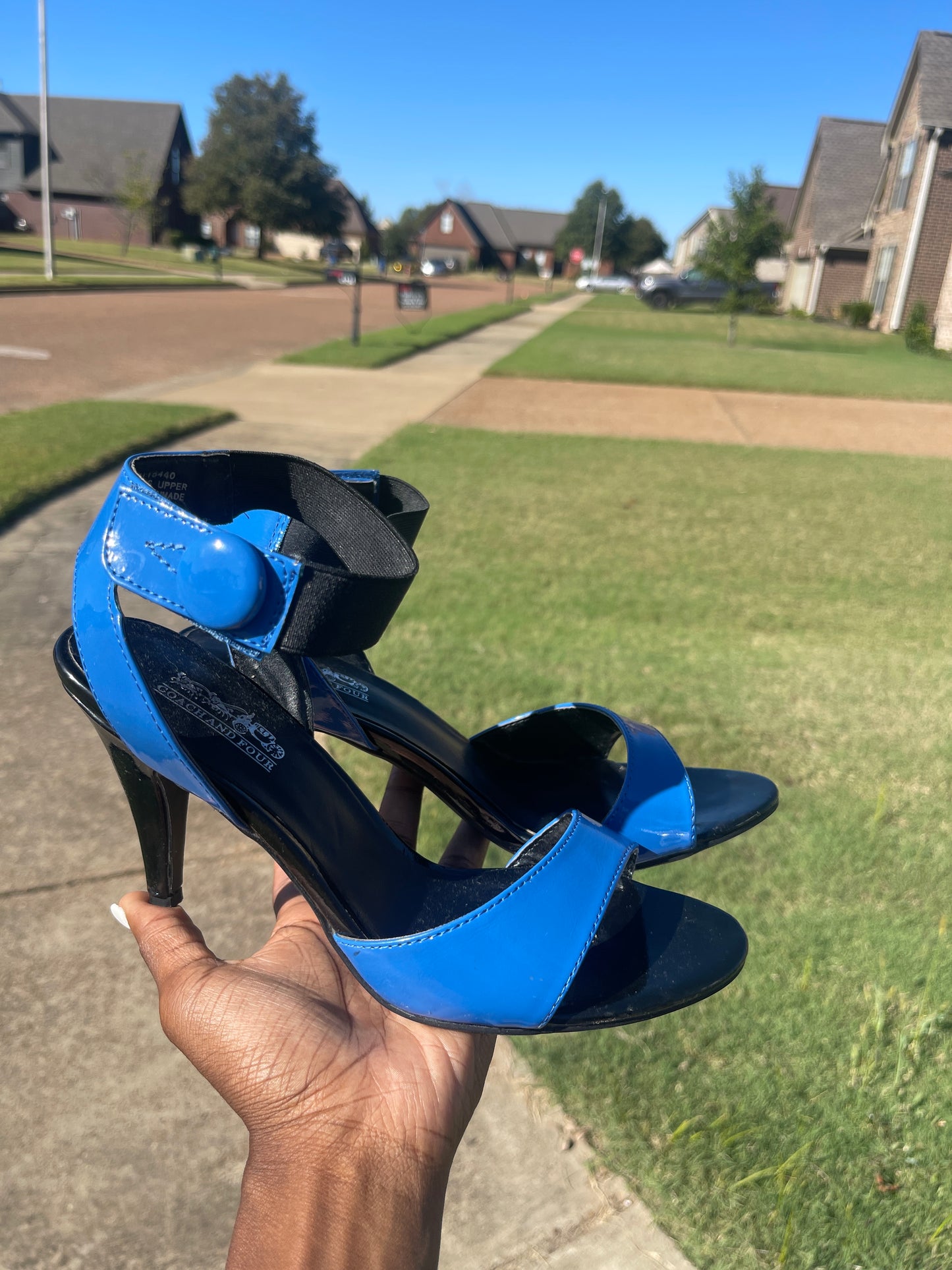 Coach Blue Black Heels Women sz 8