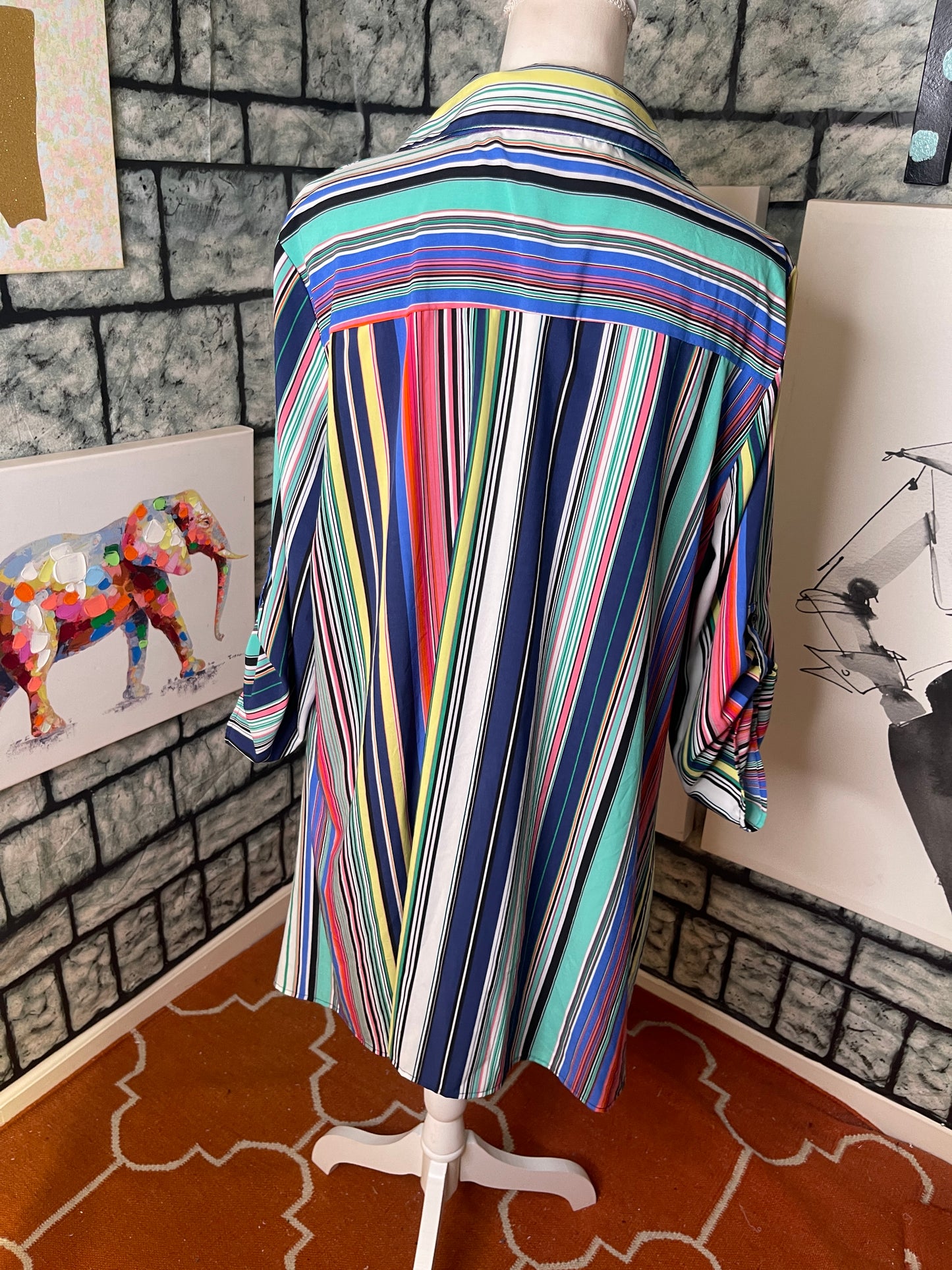 Melissa Paige Colorful Button Dress Women sz XL