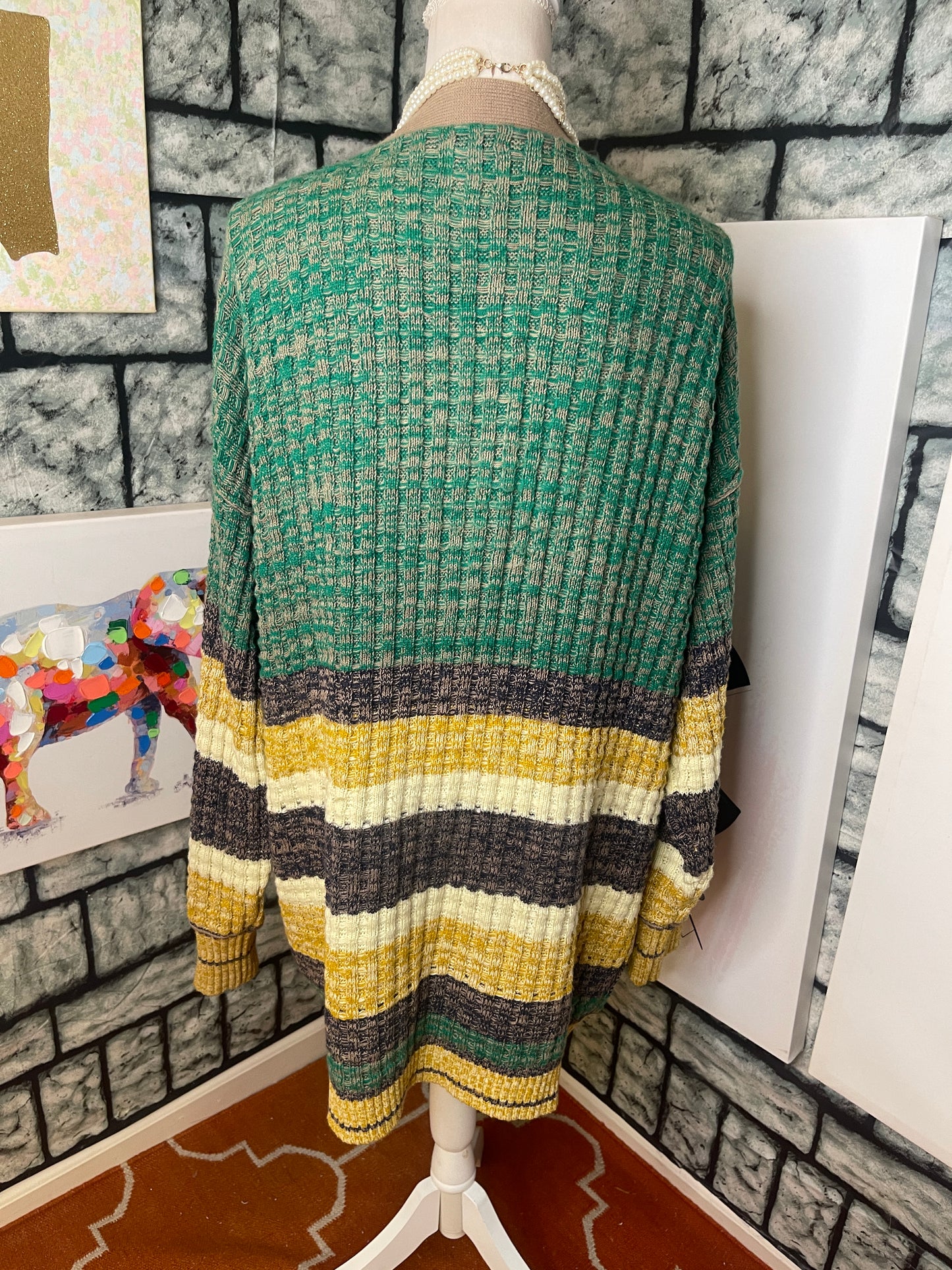 BDG Green Yellow Cardigan Women sz Large