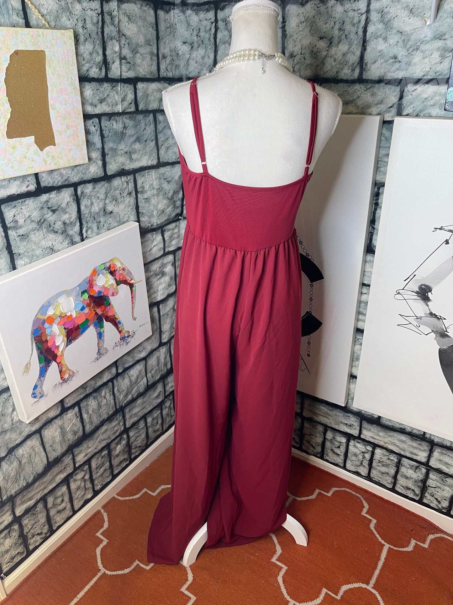 Shein Burgundy Jumpsuit Women sz XL