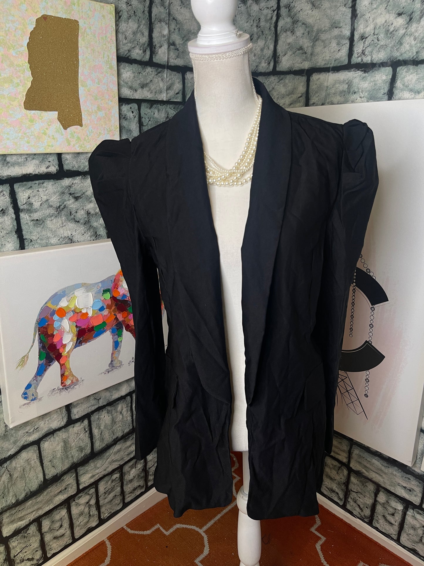 Black Blazer Blouse Women sz XL