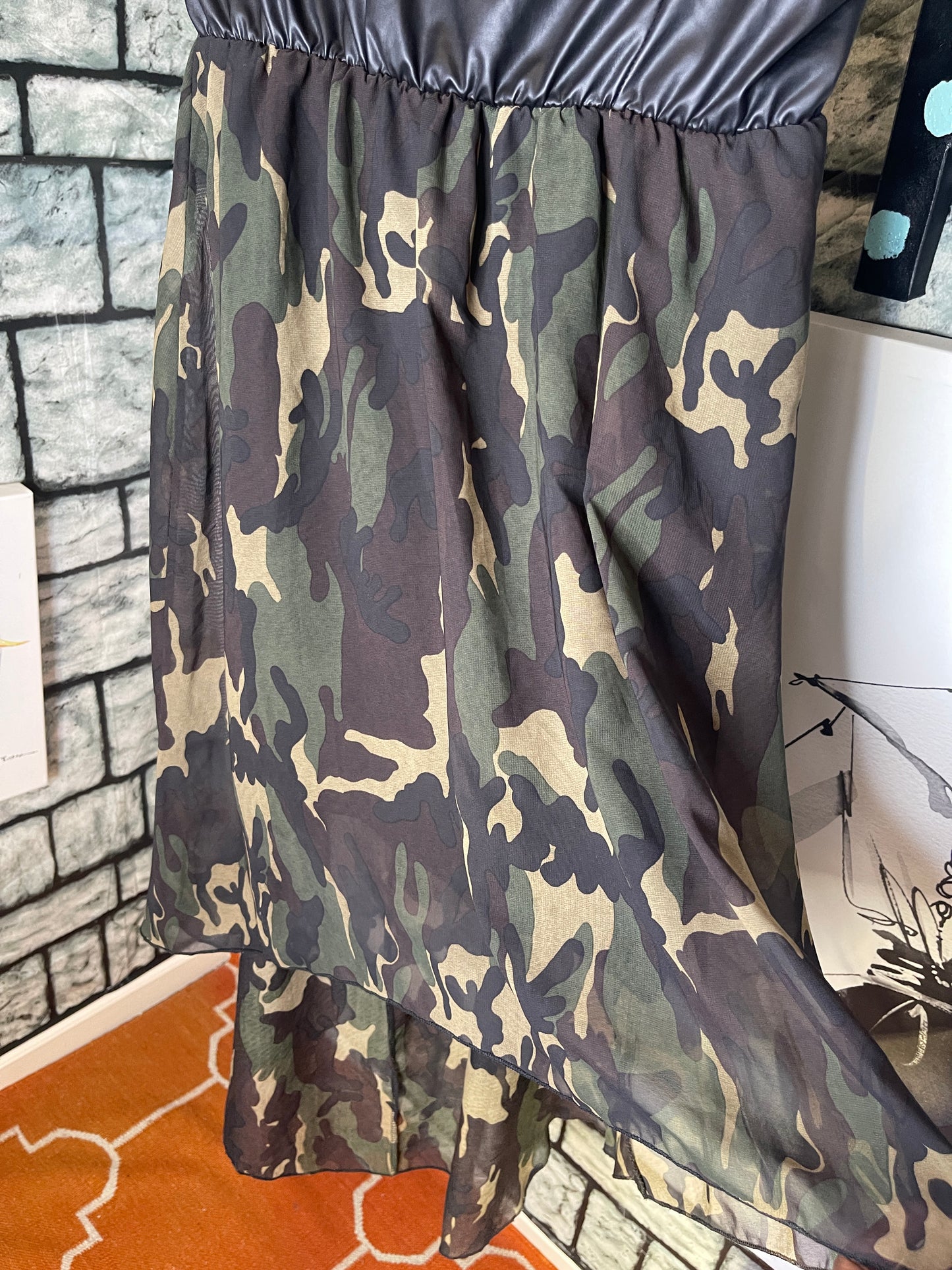 Babeolicious Green Camo Dress / Blouse Women sz 2XL