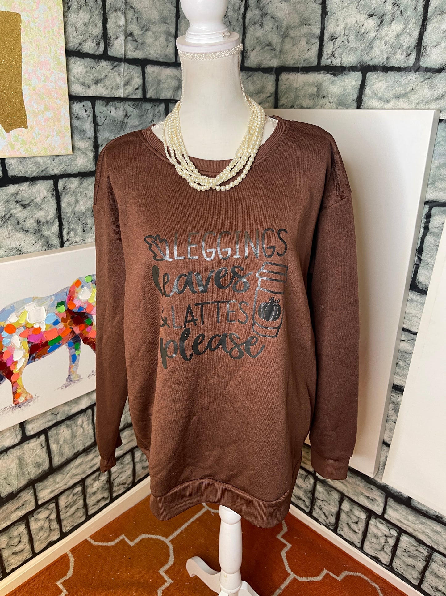 Shein "fall" Crewneck Brown Women sz 1XL