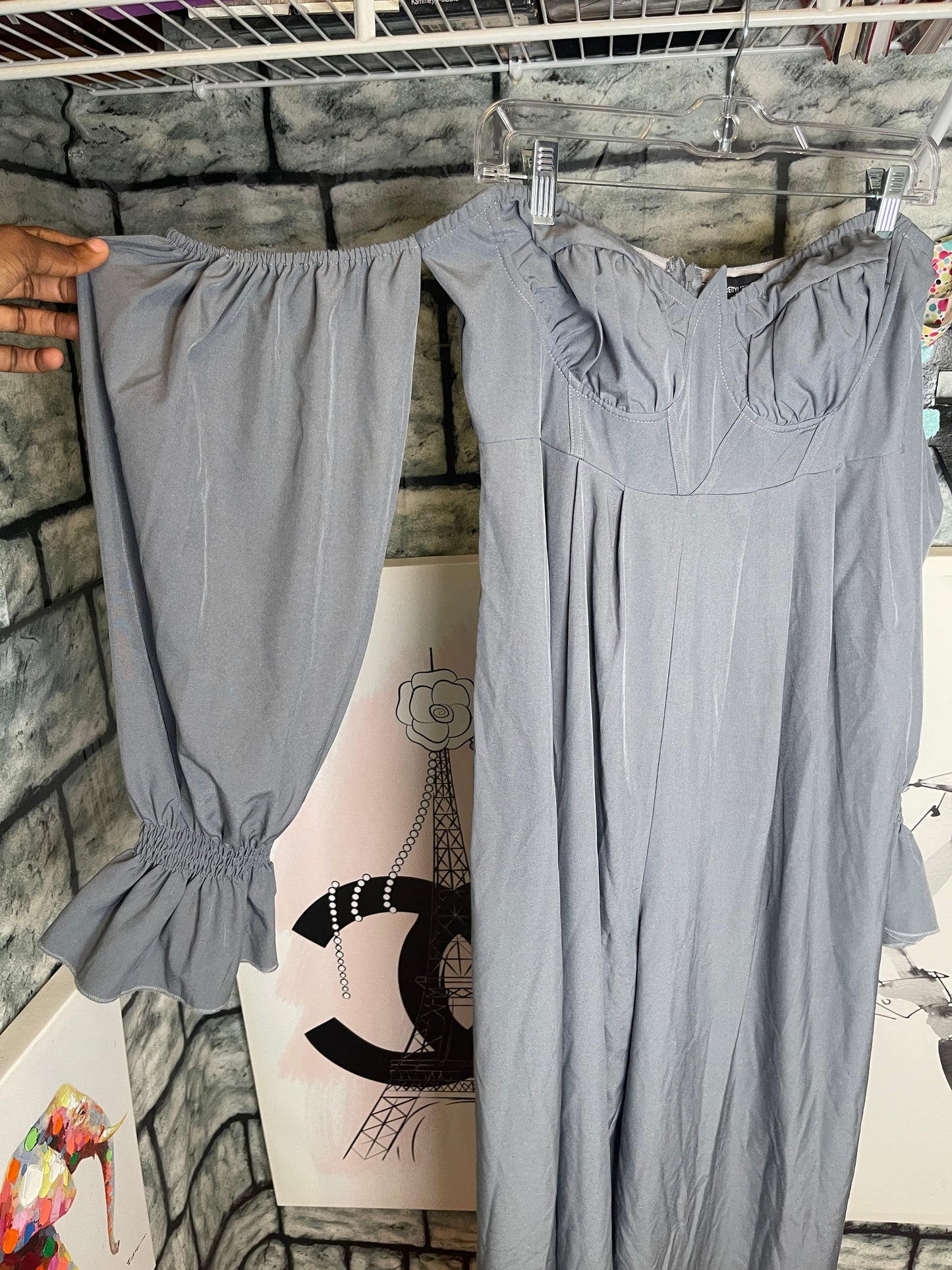 Pretty Little Thing Gray Jumpsuit Women sz 12