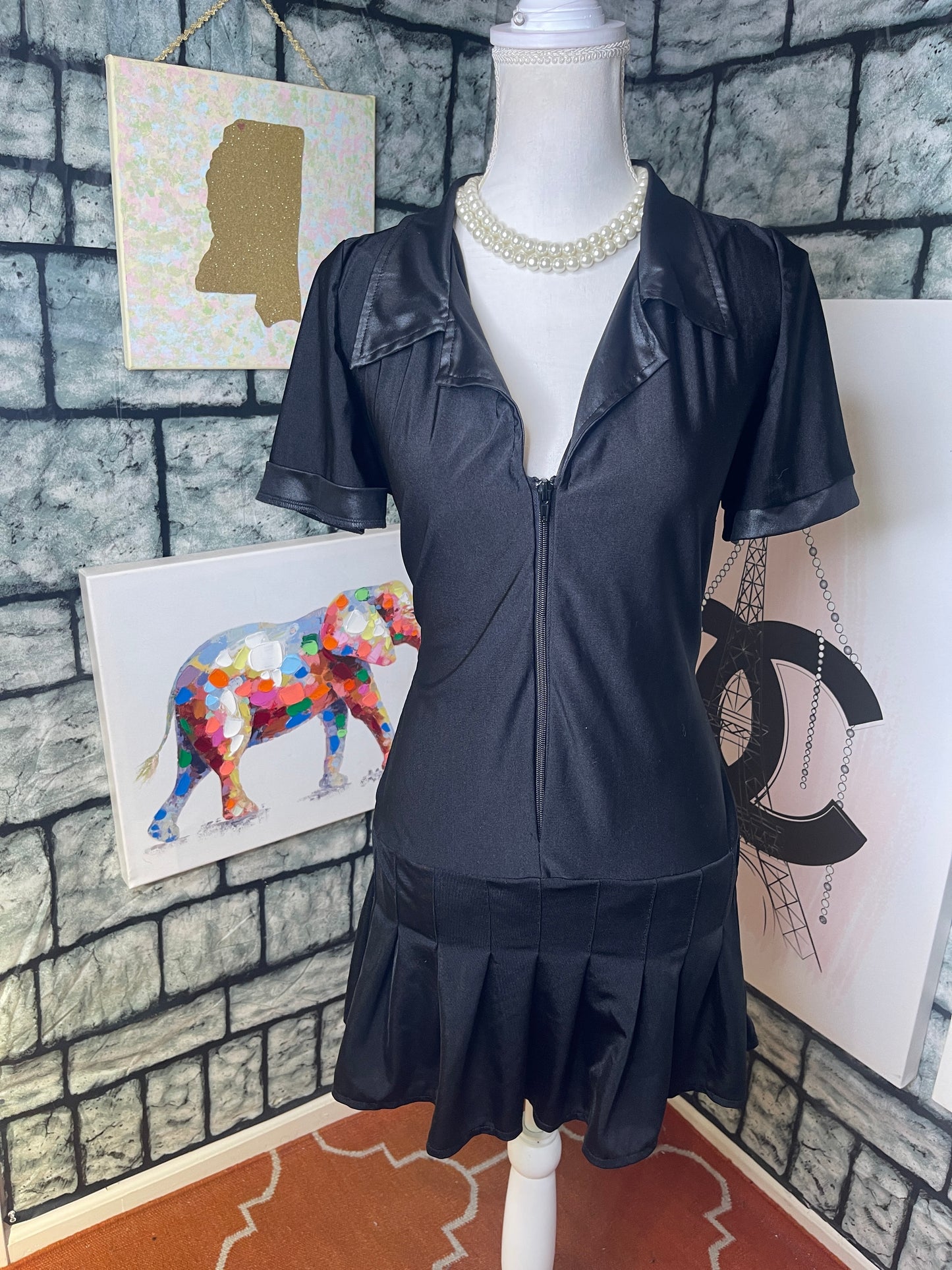 Be Wicked Black Blouse Dress Women sz Large / XL