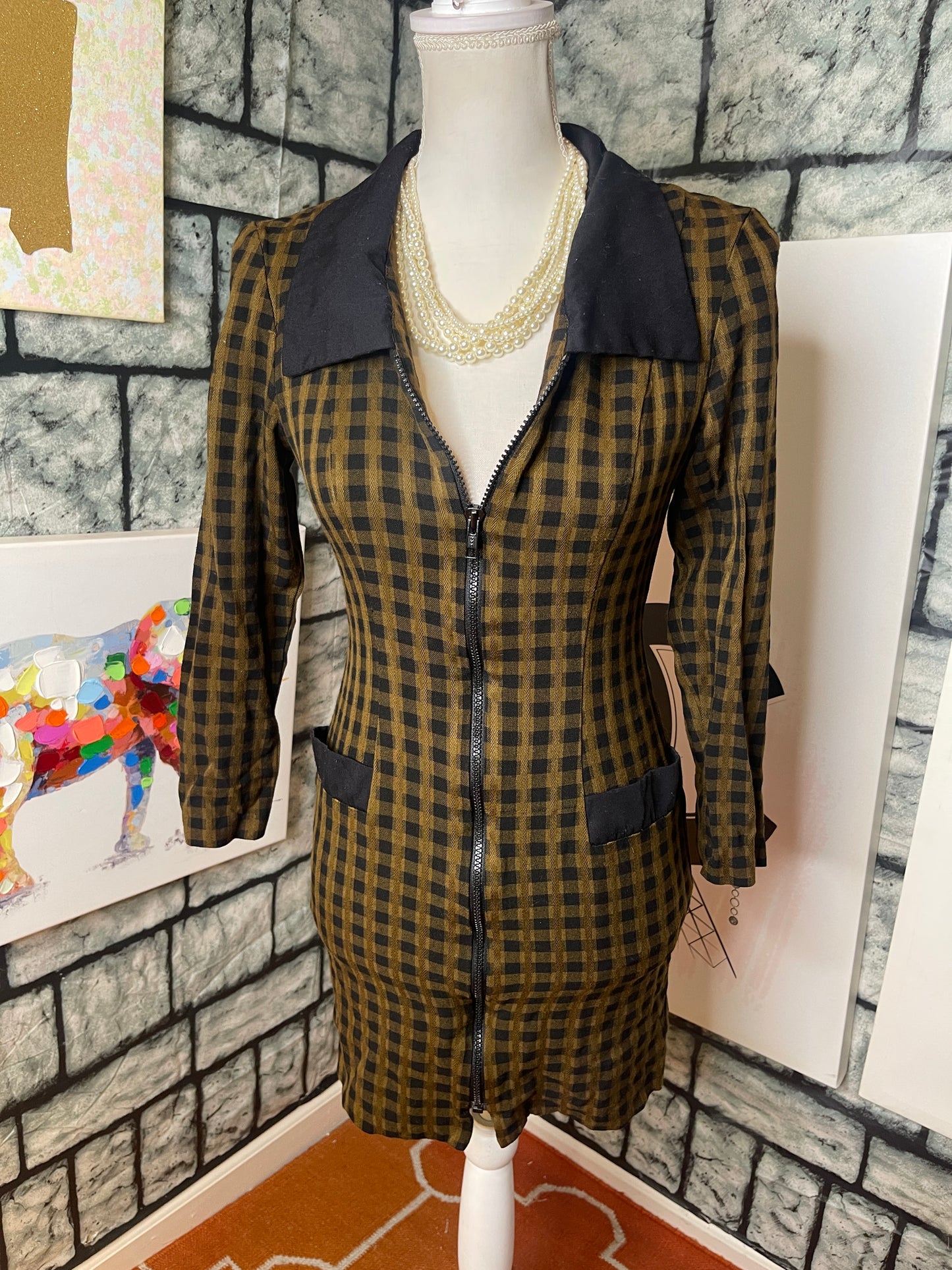 The Limited Brown and Black Zip Up dress Women Sz 4