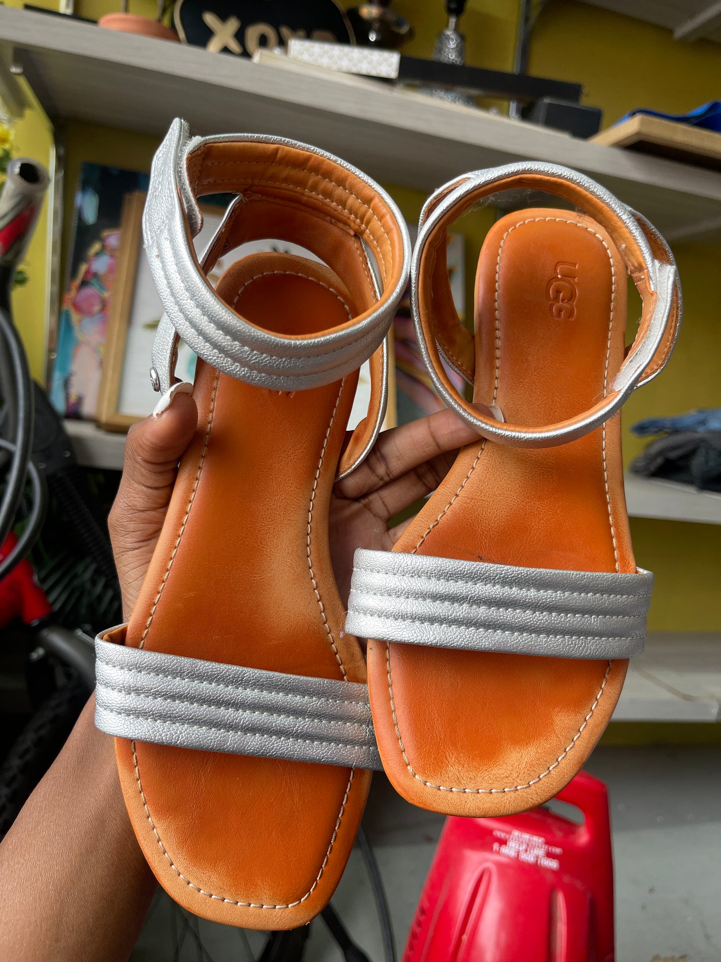 Ugg silver sandals women sz 5