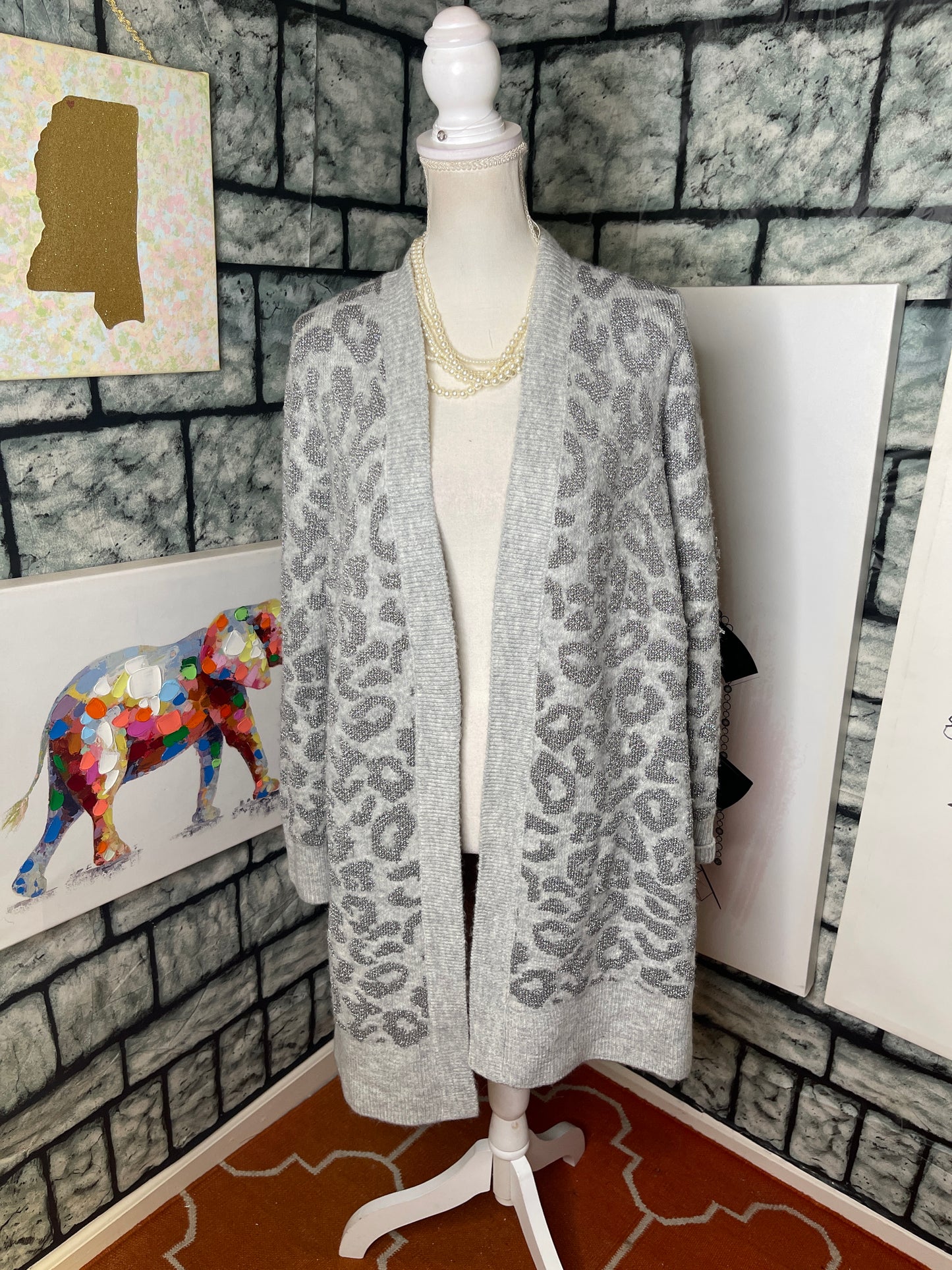 Rafaella Gray Sweater cardigan Women Sz Small