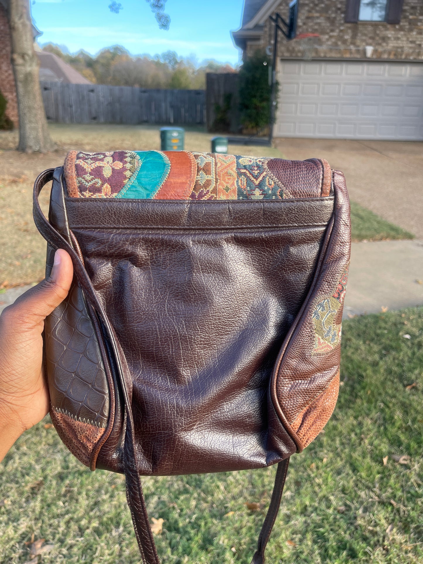 Brown orange handbag crossbody