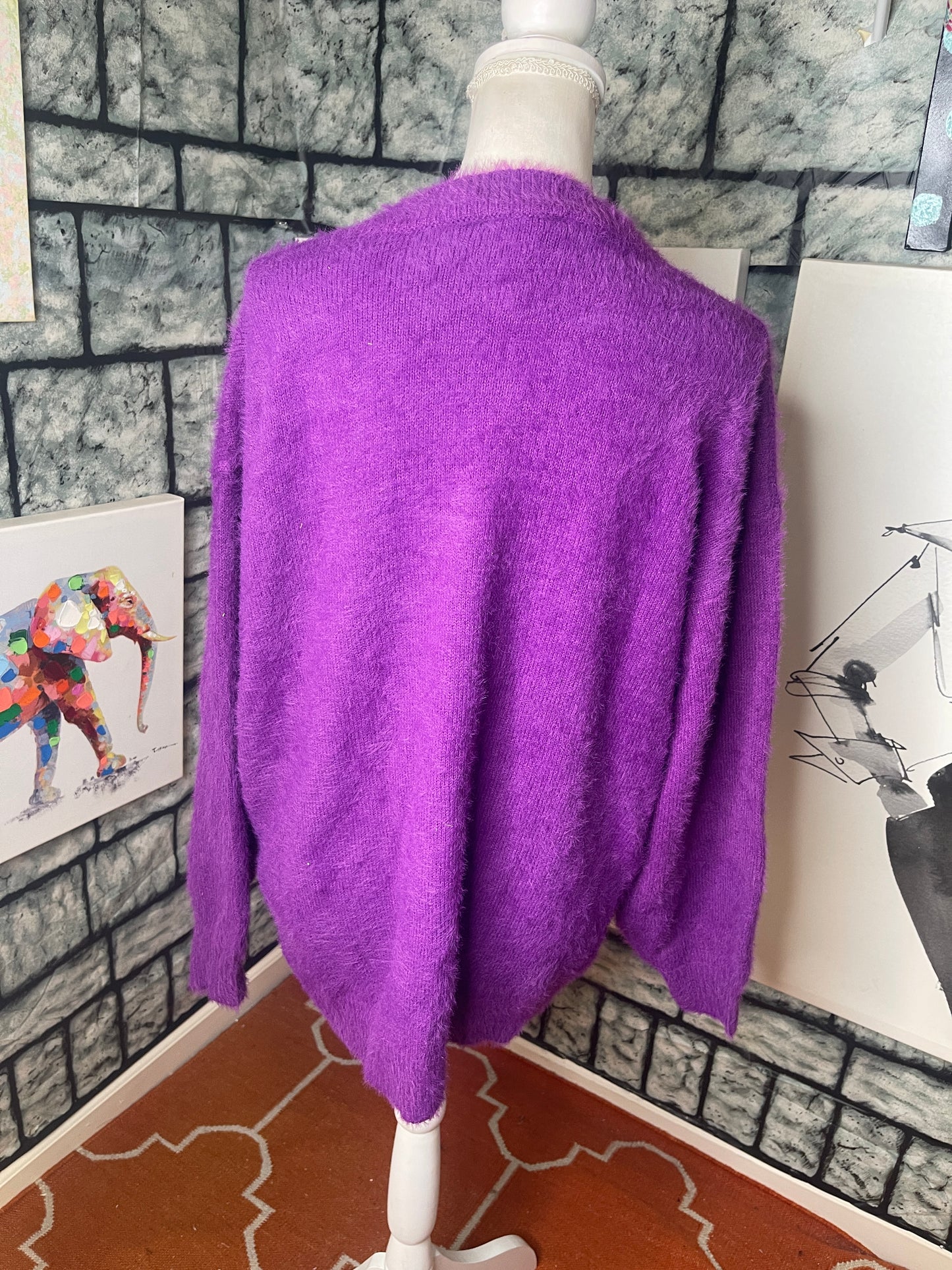 White Birch Purple Coverup Sweater Women Sz Large