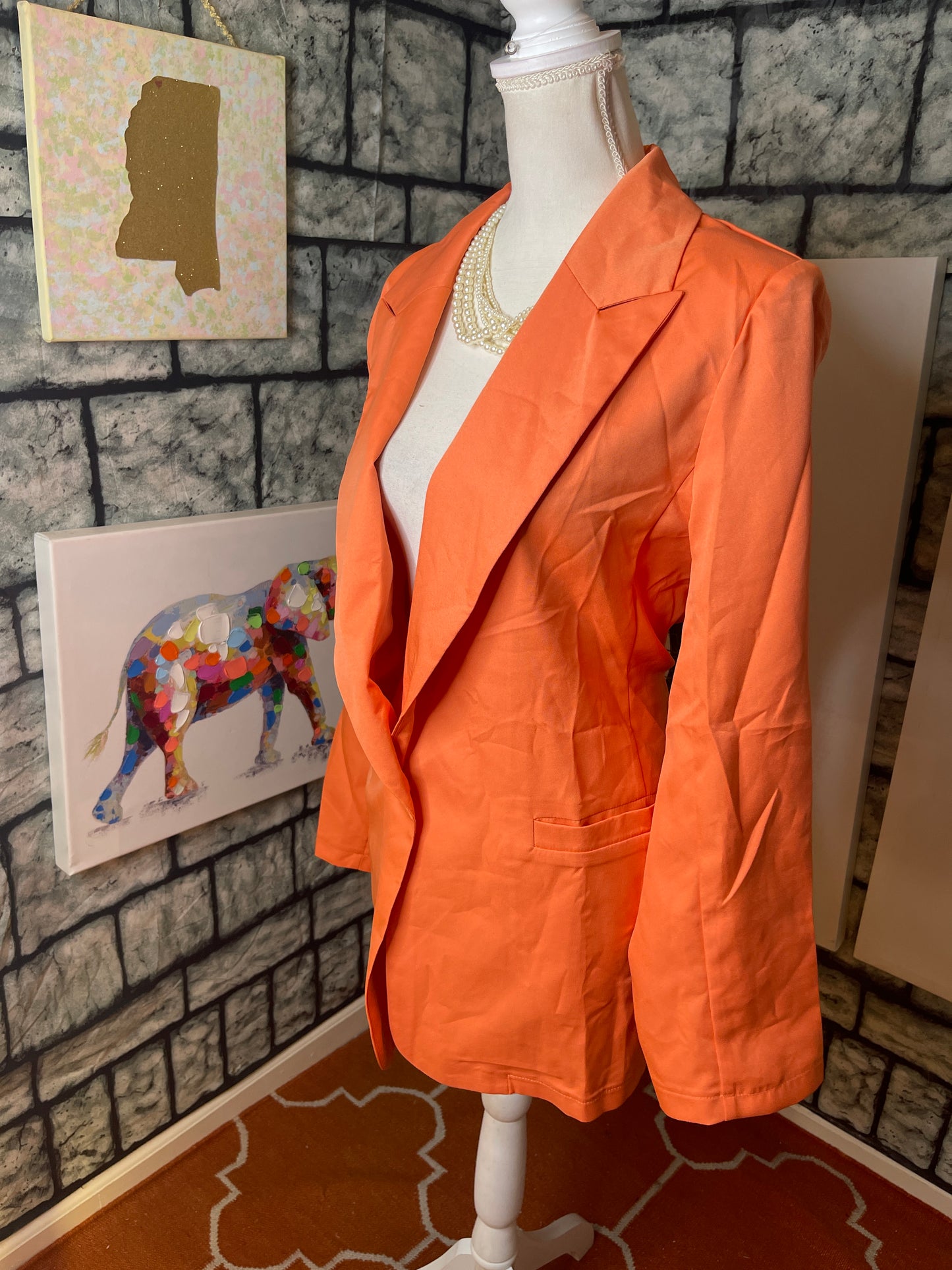 Orange Blazer Blouse Women sz 2XL