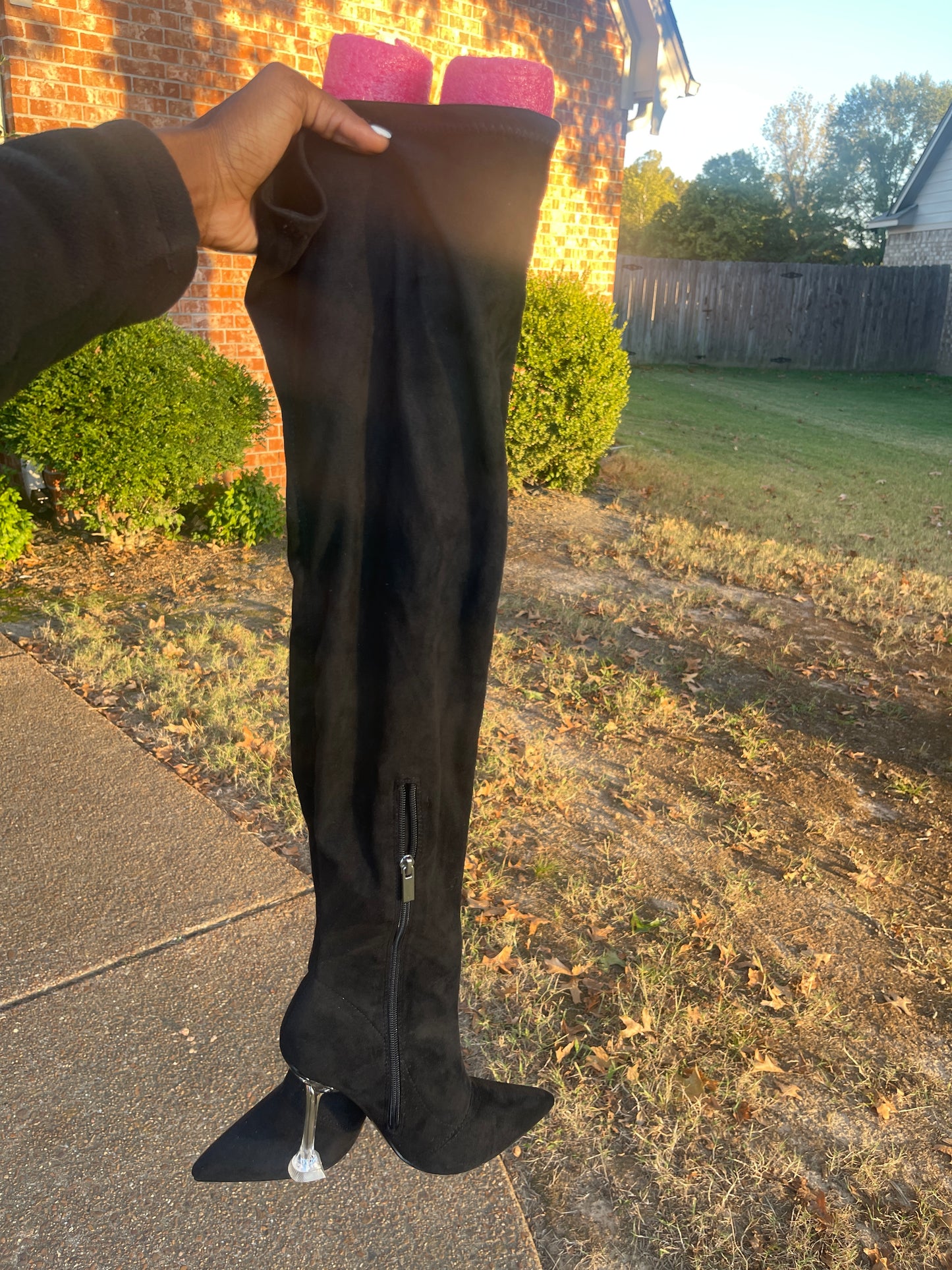 NEW Revol tall black clear heels women