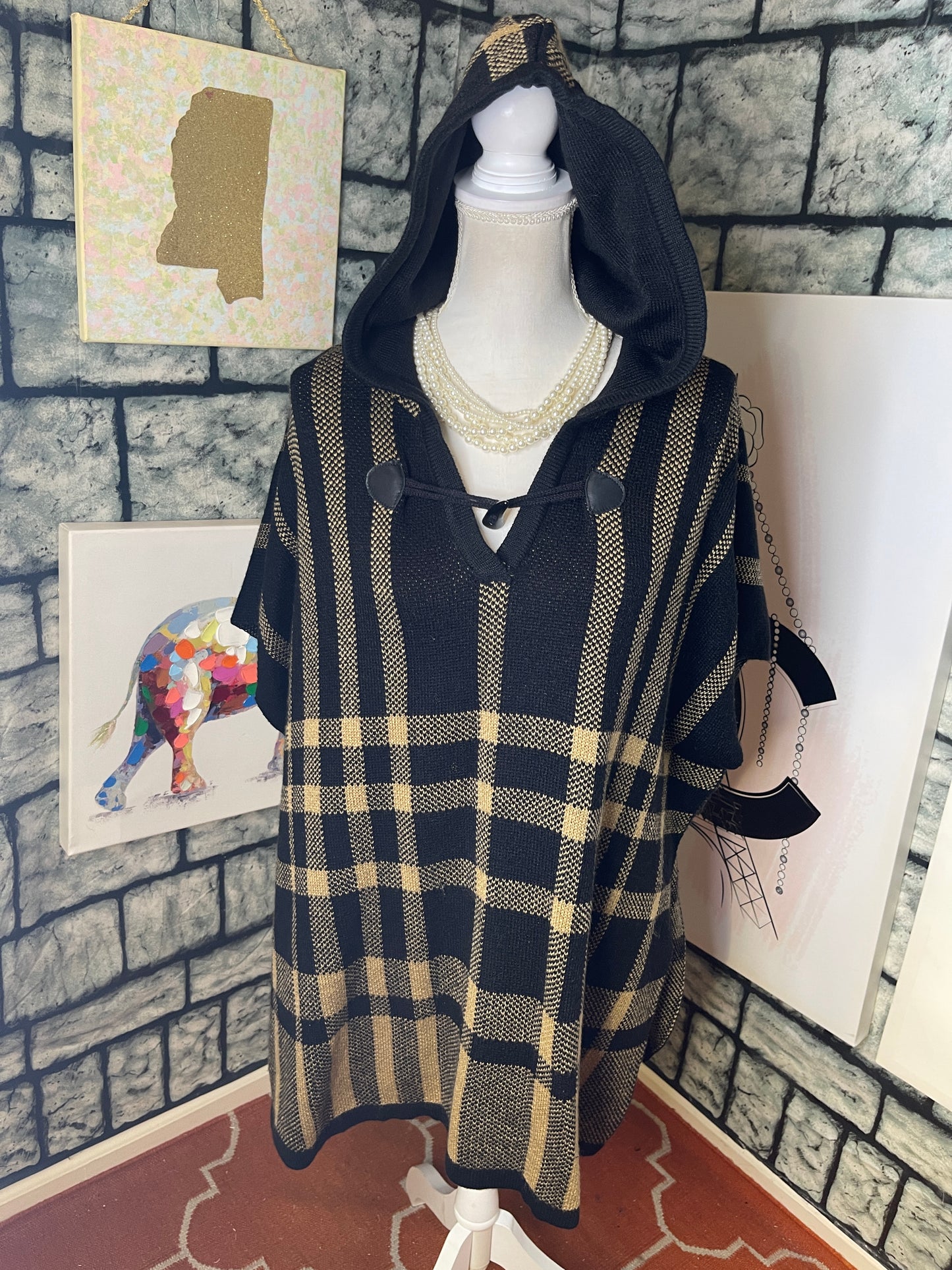 Loren’s brown black sweater cover women sz One size (would say fits up to xl)