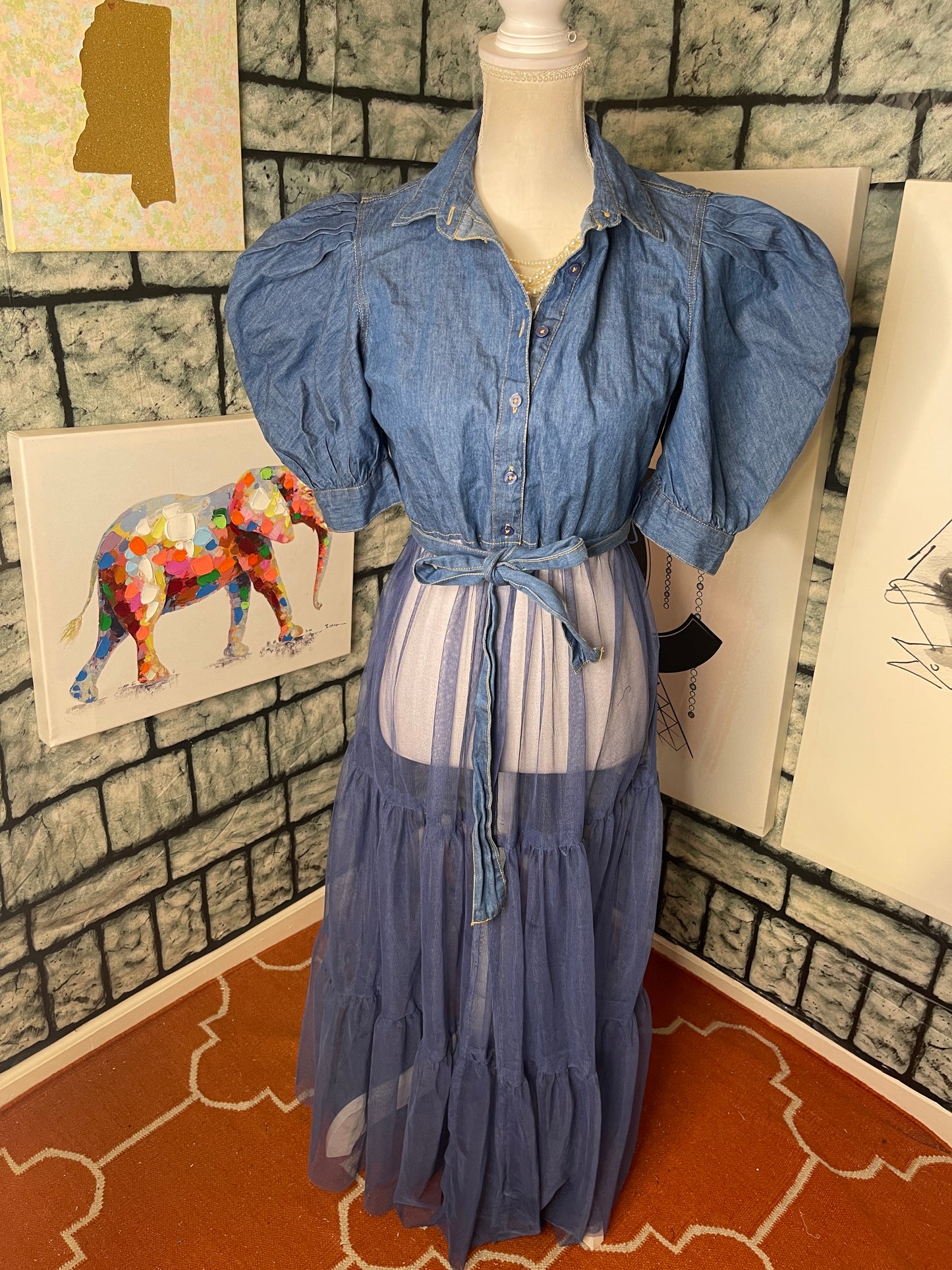 Truth Blue Button Blouse Women sz Medium