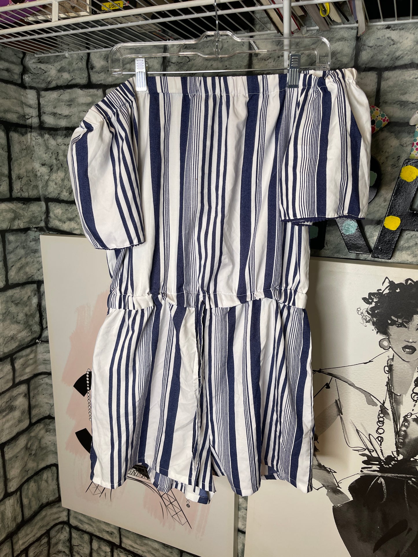Style House Blue and White One Piece Women Sz XL