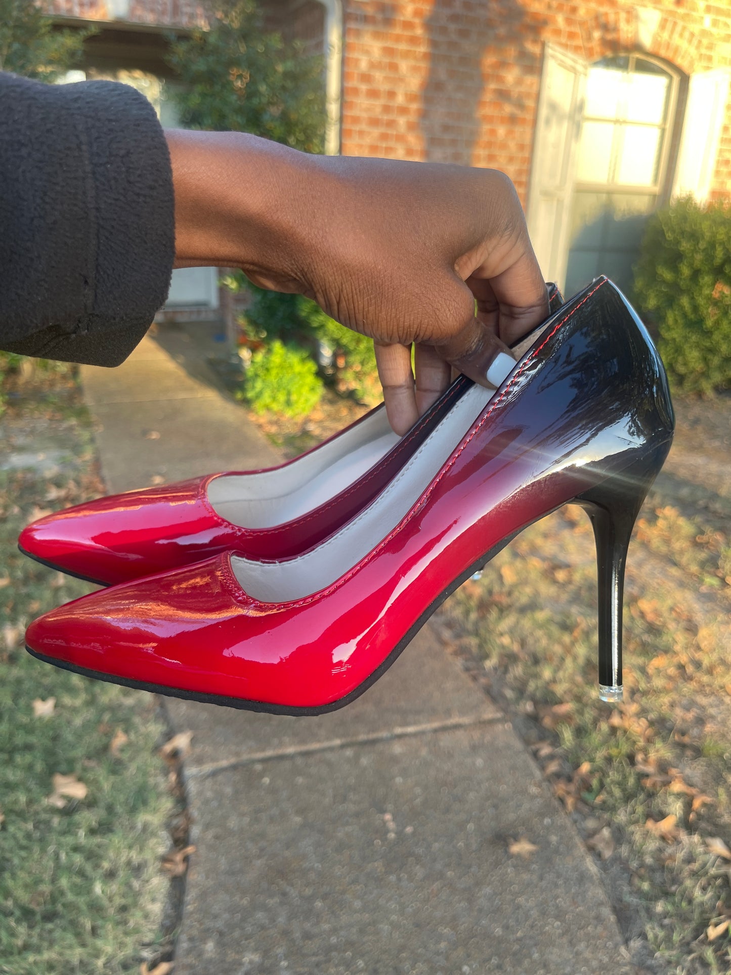 NEW red black heels women sz 8