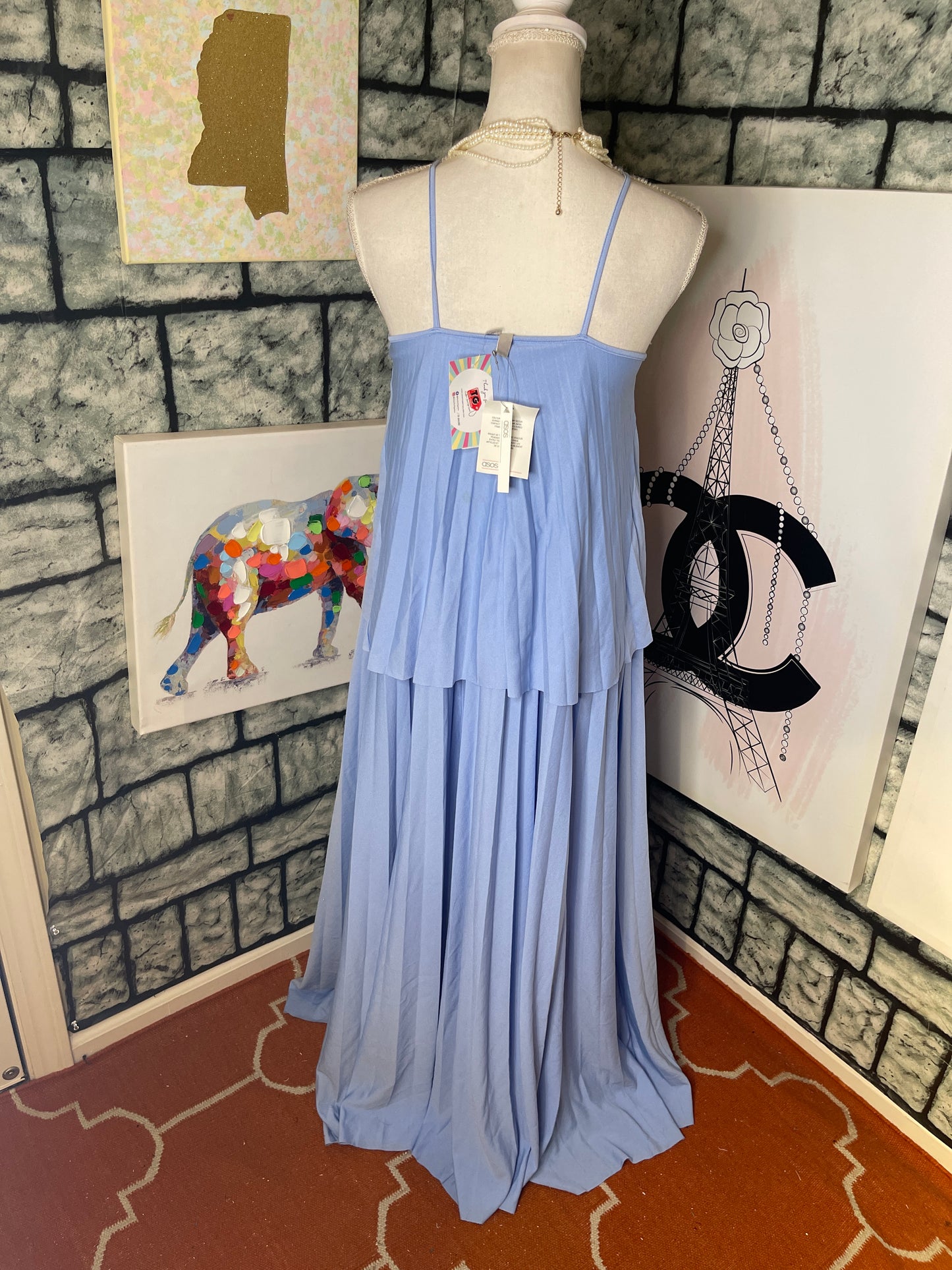 NEW Asos Blue Long Dress Women Sz 4