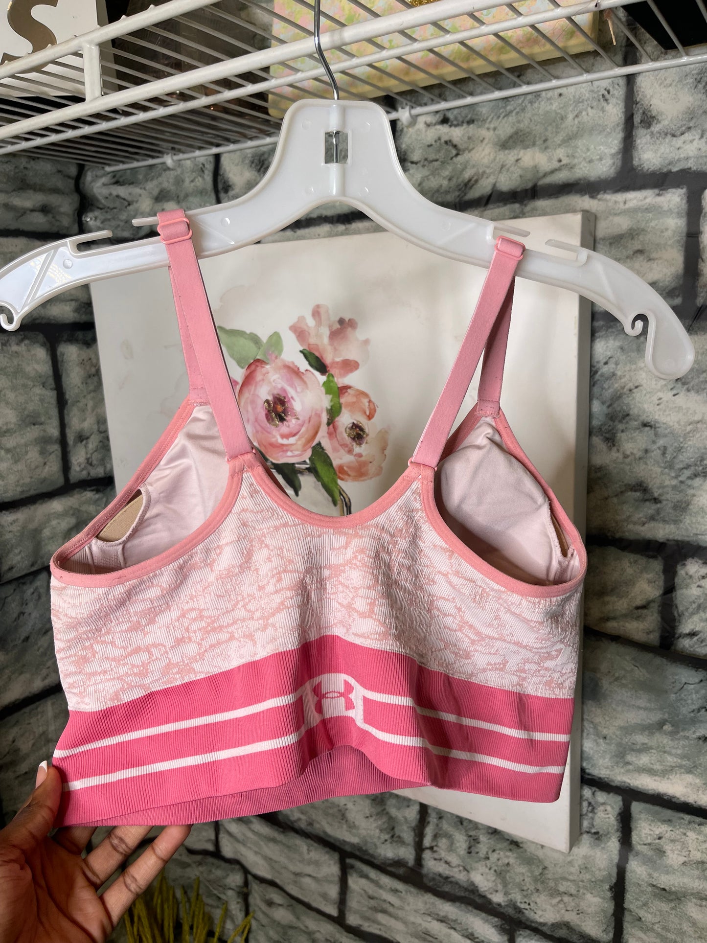 Under Armour Sports Bra Pink Women sz XL