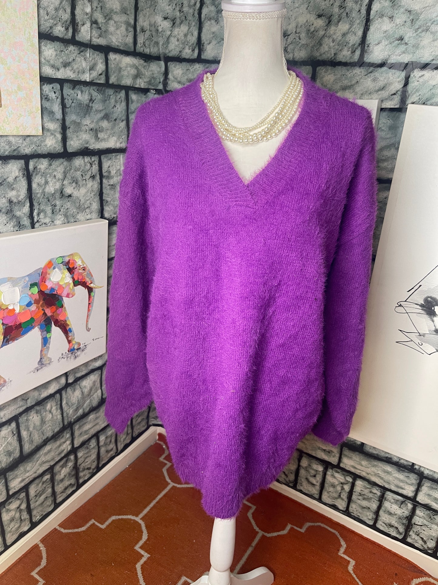 White Birch Purple Coverup Sweater Women Sz Large