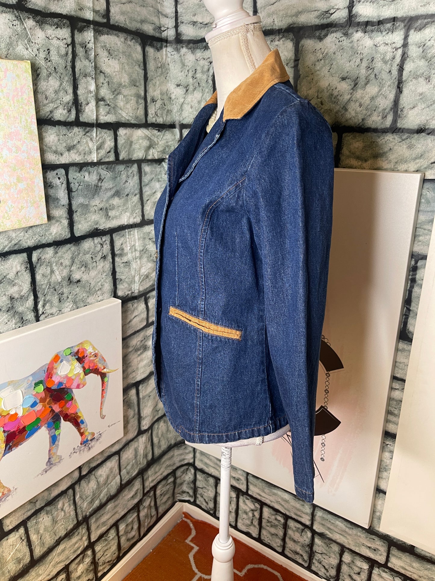 JG hook blue denim brown blazer women sz 6