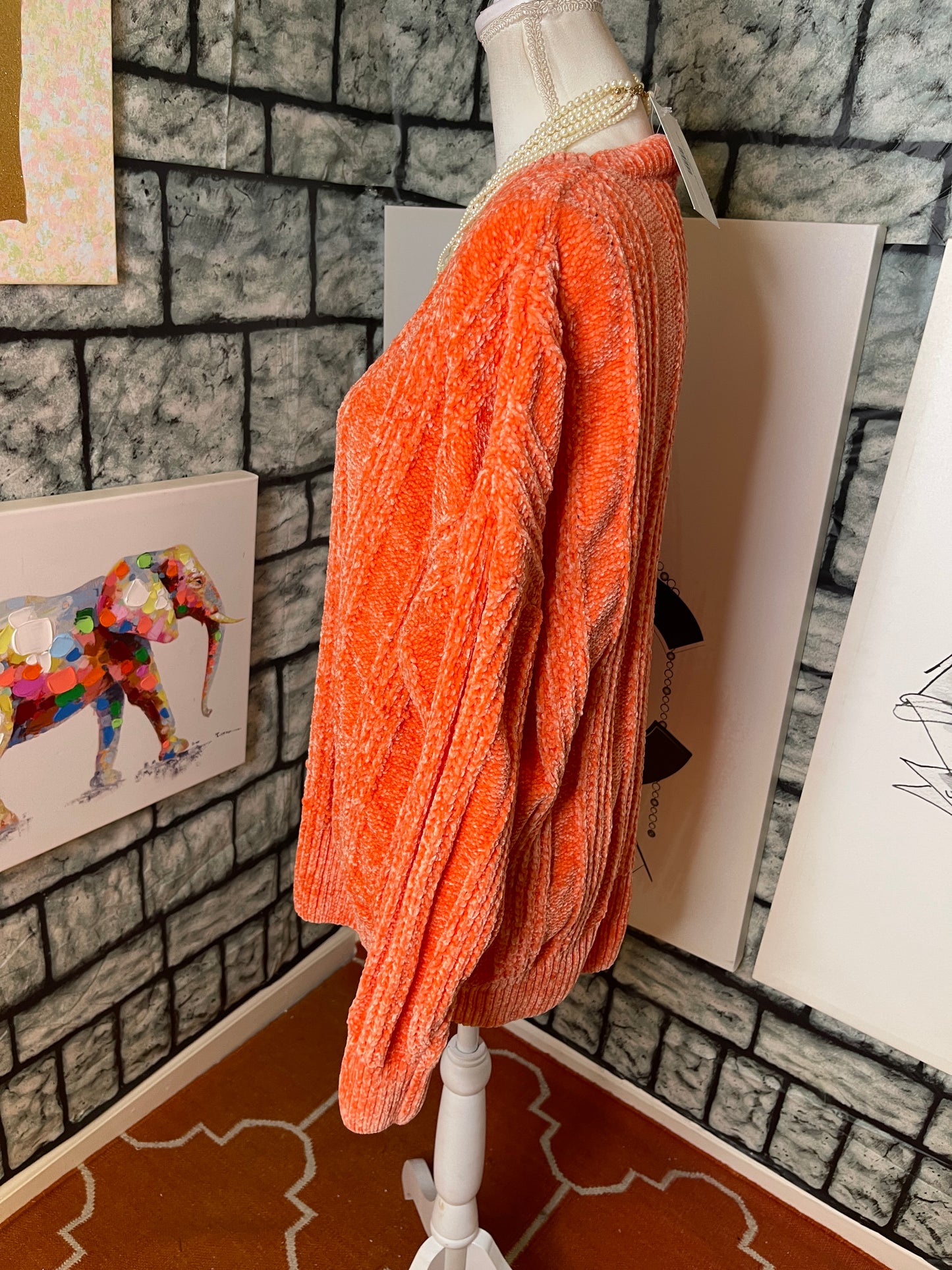 Zenana Orange Soft Sweater Women sz Large