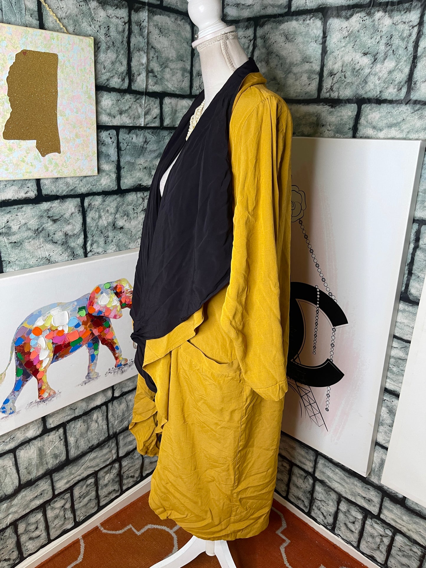 Mona Gold Black Duster / Cover Women sz Medium