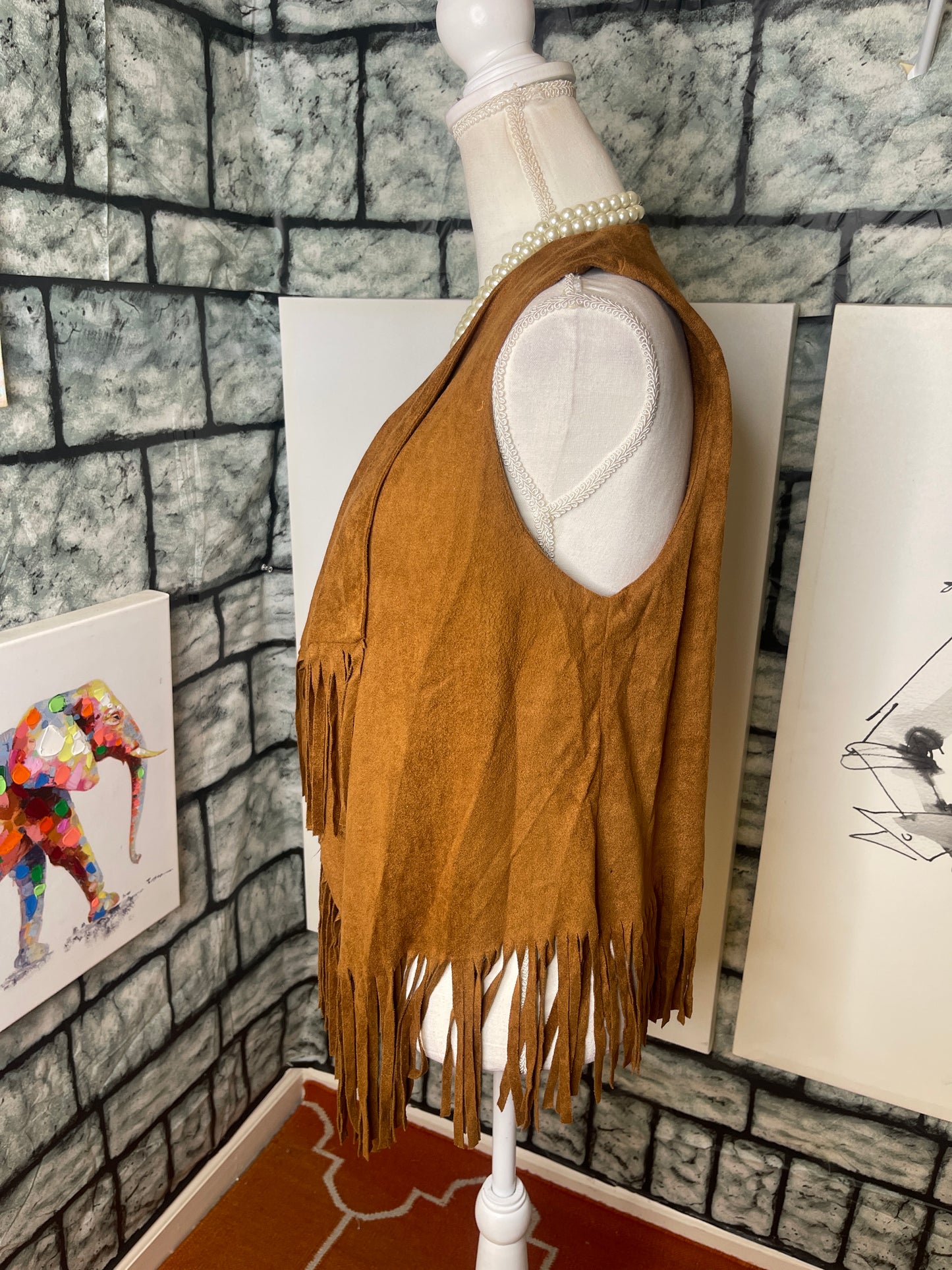 Blu Pepper Brown Vest Fringe Women sz Large