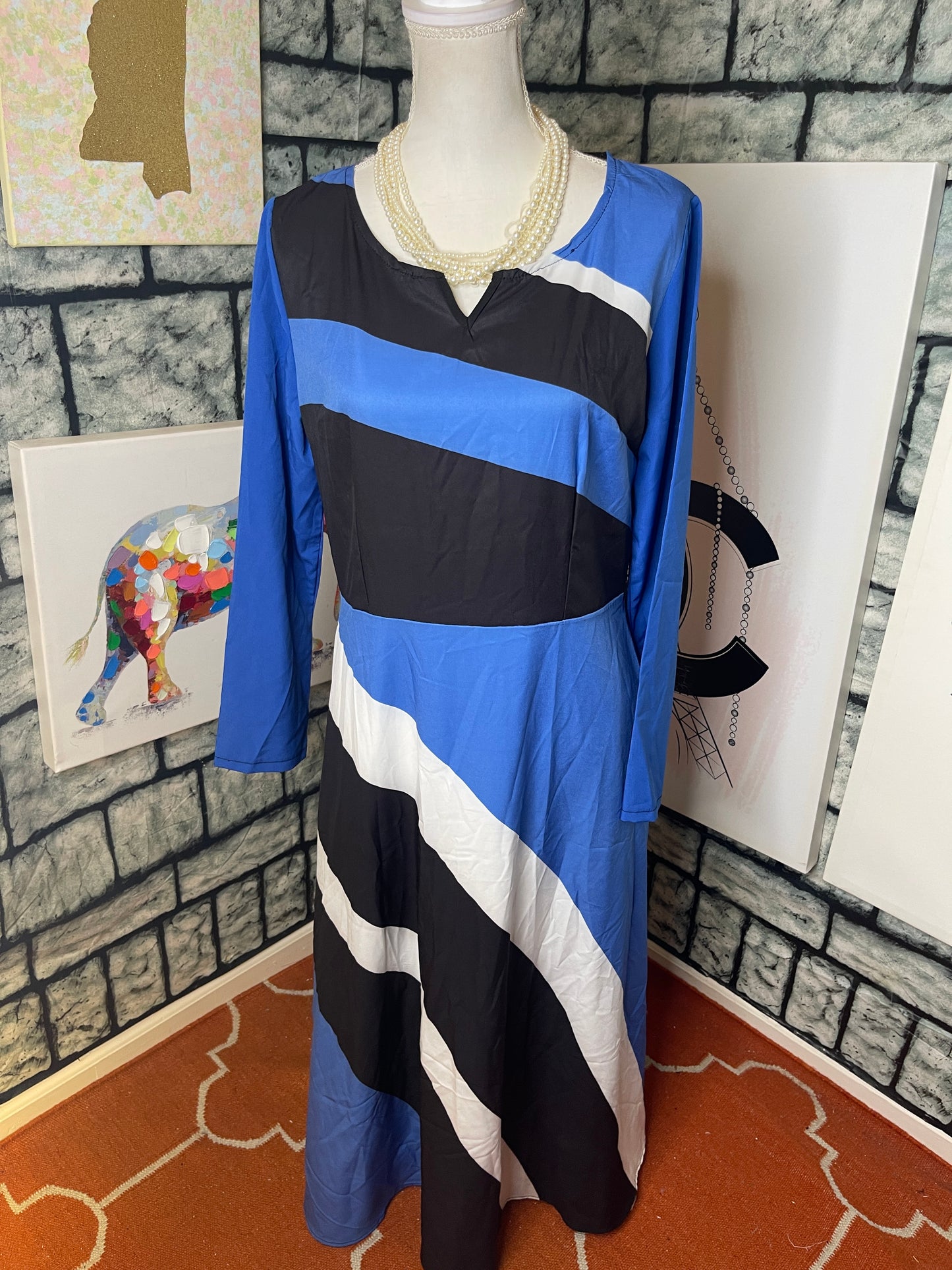 Black Blue Dress Women sz Large