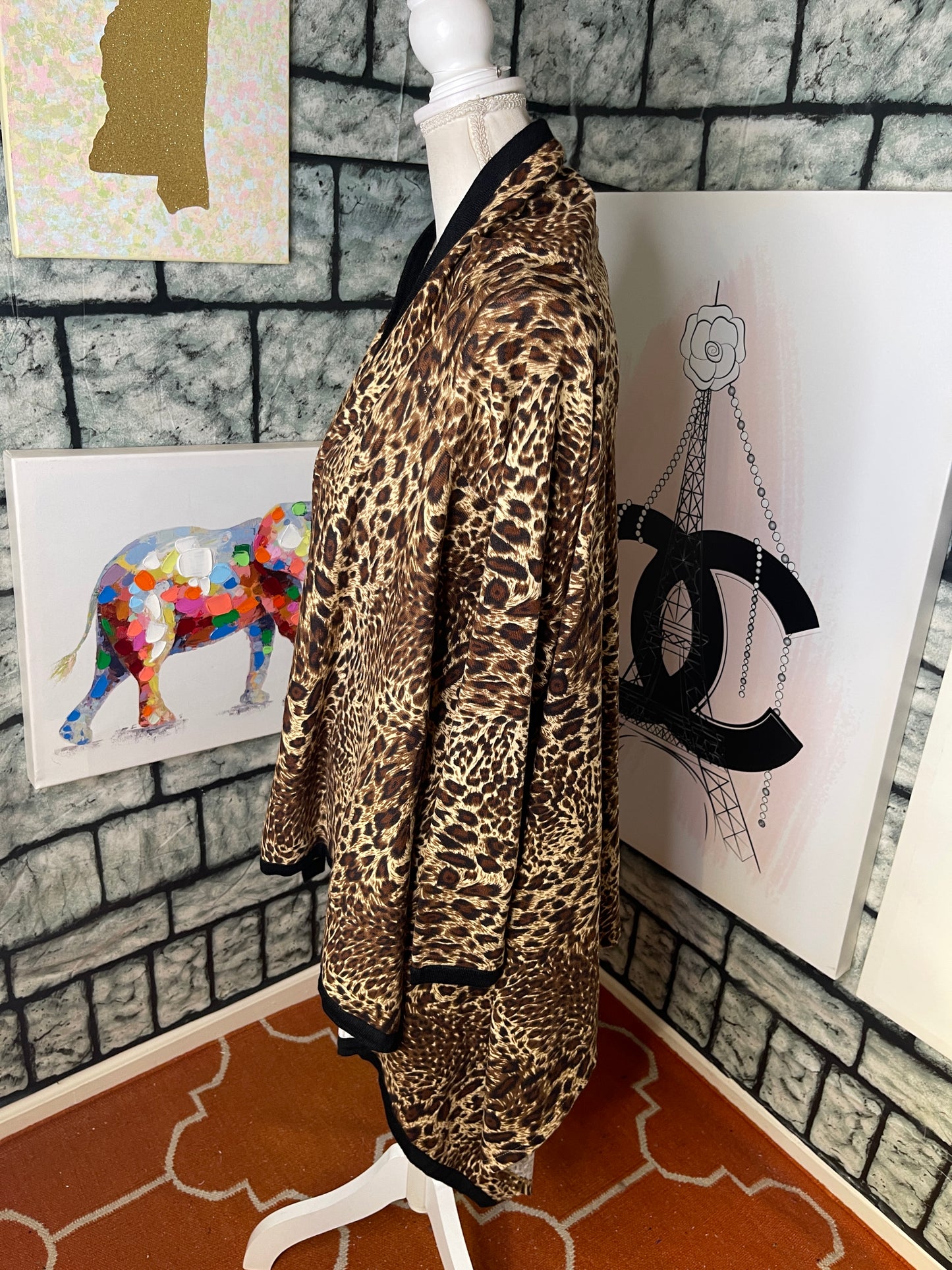 NEW BCBG Maxazria Brown and Black Cheetah Print Coverup Women Sz Large